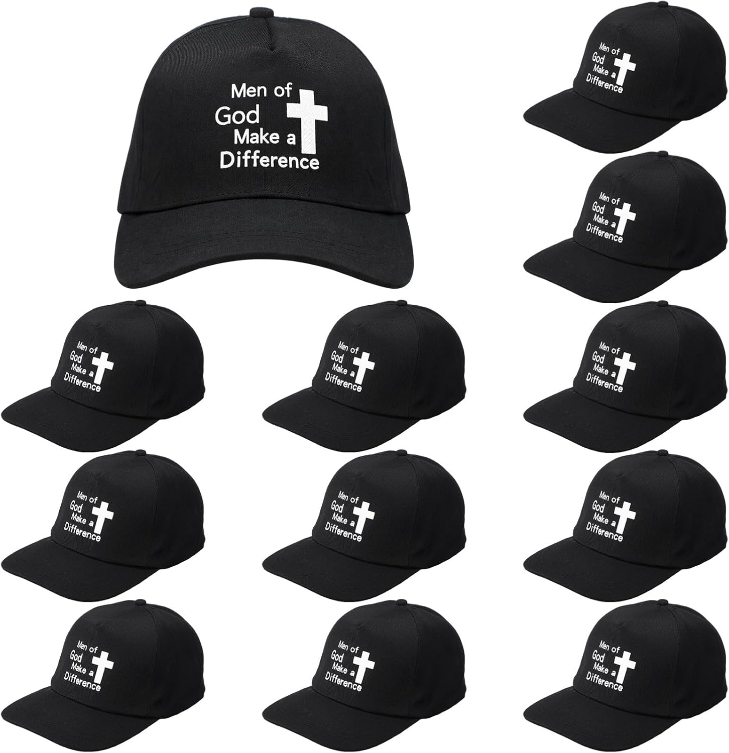 Mepase 12 Pcs Church Father's Day Baseball Caps Christian Men of God Make a Difference Gifts Caps for Men Godfather Coworker Father's Day Pastor Black