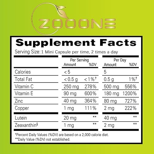 Miniatura 7 de zooone - Suplemento de vitaminas oculares de luteína para la salud macular y ojo seco, contiene luteína, zinc, vitaminas CE y zeaxantina para apoyar