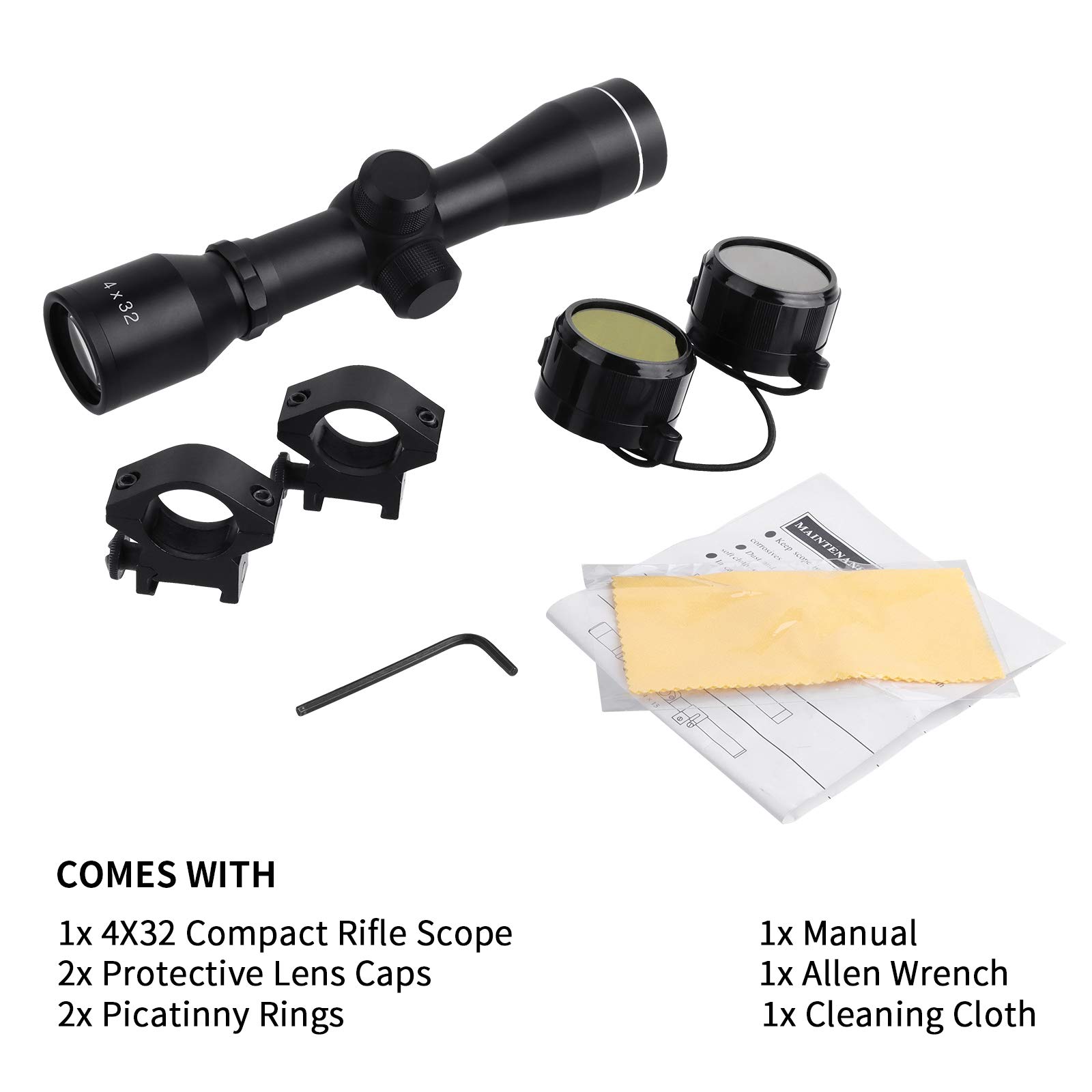4X32 Tactical Rifle Scope - Tri-Illuminated Chevron Recticle Fiber Opt – West Lake Tactical - View #6