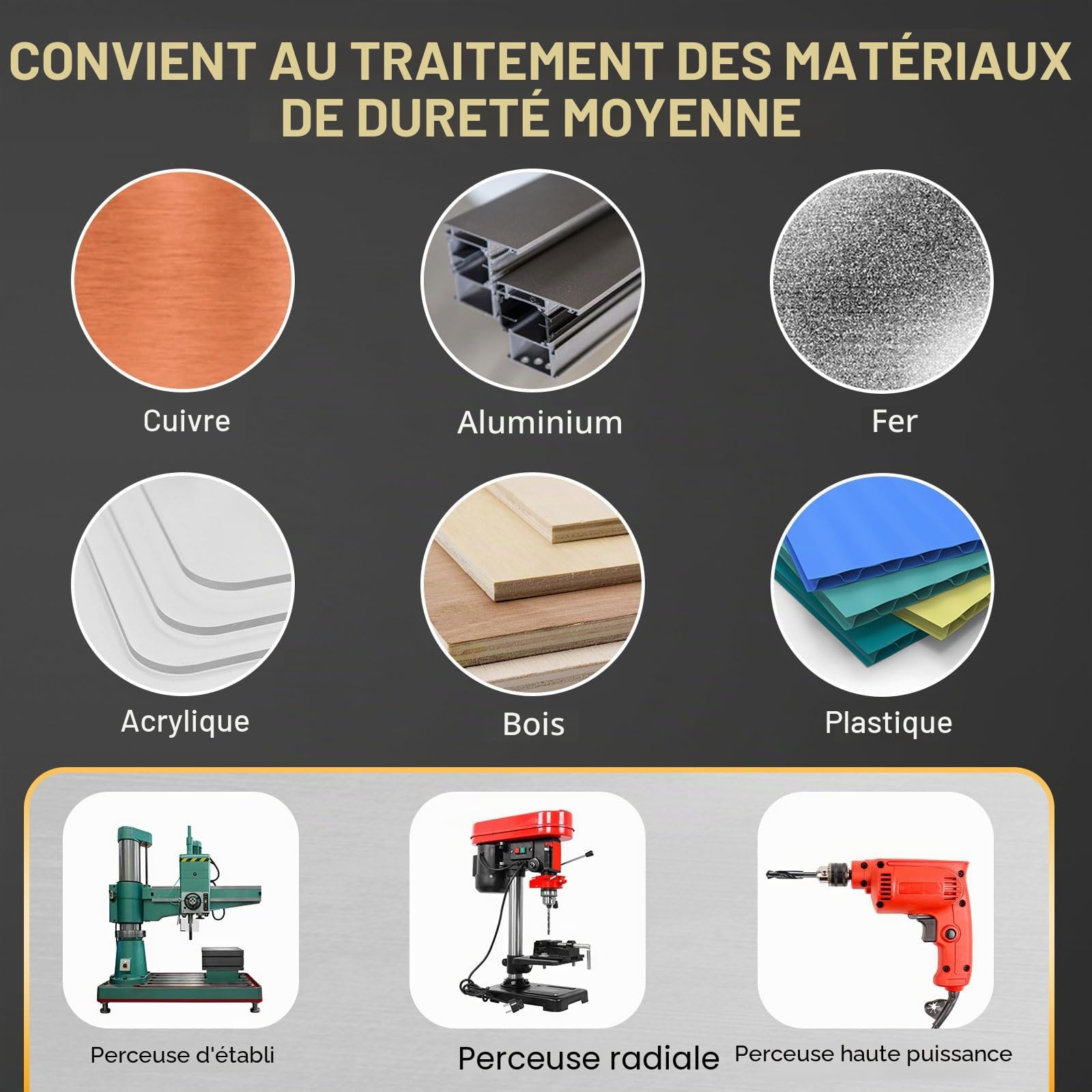 sourcing map Foret de 32 mm, tige réduite de 1,3 cm, 3 plats, en acier rapide 4241, pointe standard à 118°, pour plastique, bois, cuivre, aluminium, fer, métal souple moyen