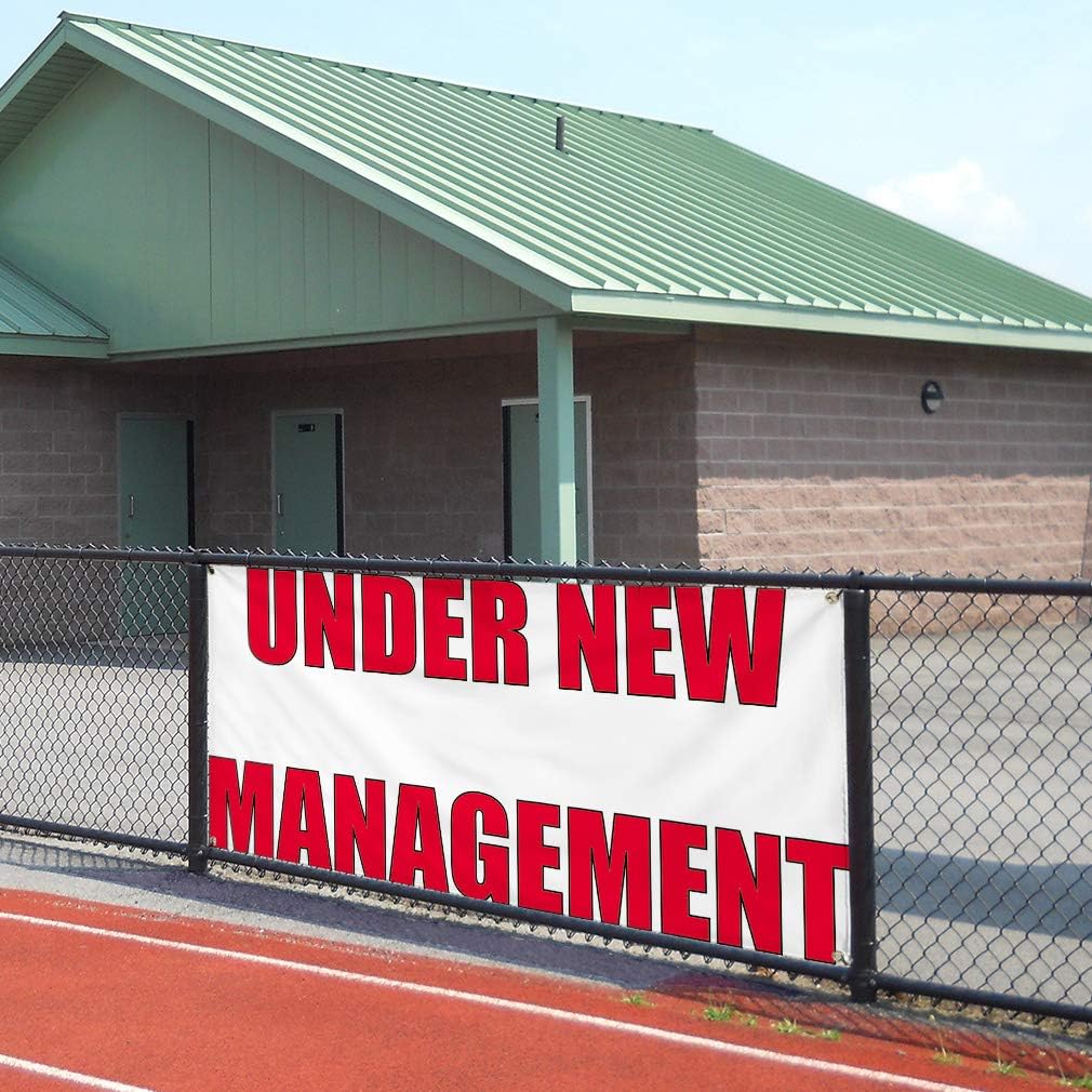 Vinyl Banner Sign Under New Management #1 Style L Business Marketing Advertising White - 32inx80in, 6 Grommets, One Banner