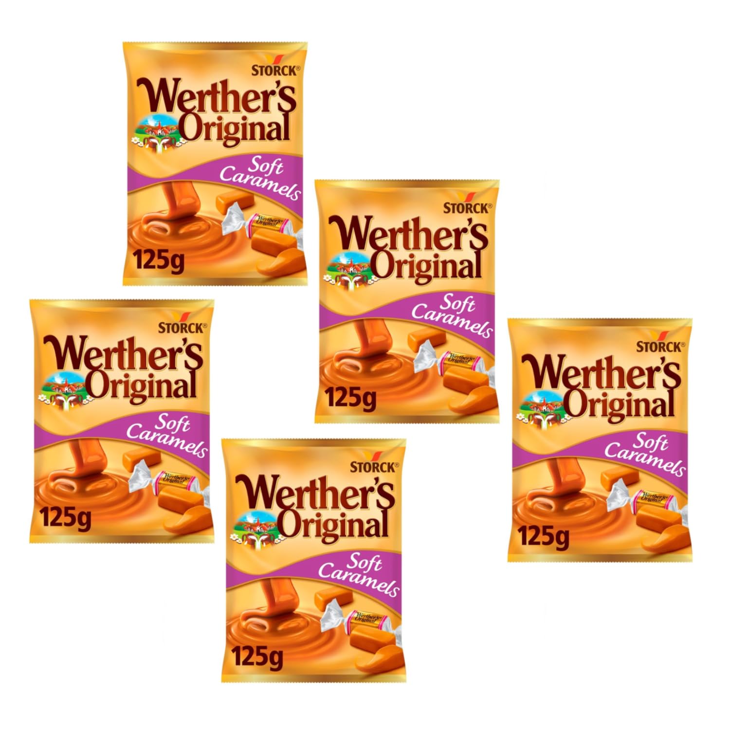 Storck® | Caramelle Morbide Toffee Panna | Caramelle Tradizionali Burro Latte Panna - 5 Sacchetto