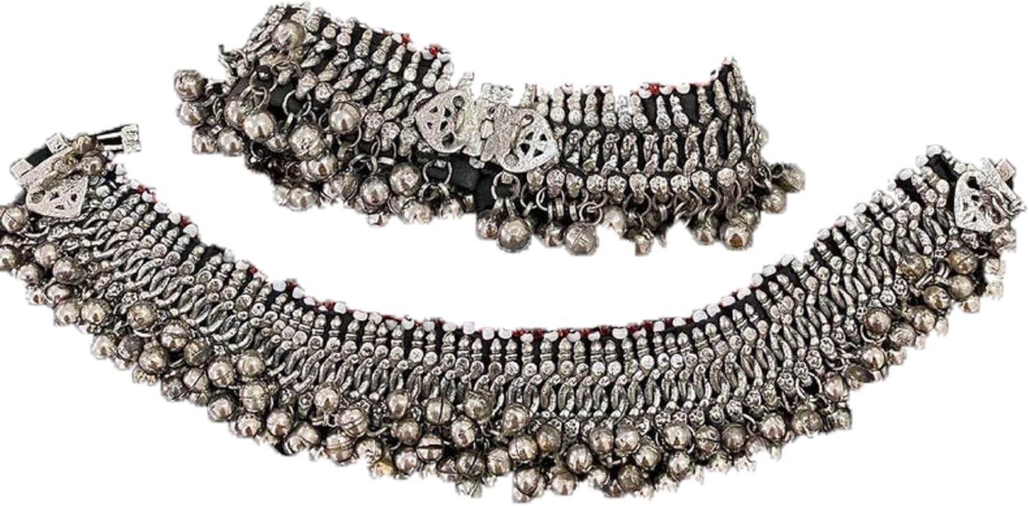 Vintage Afghan Silver Anklets, Anklets With Silver Bells, Pair Anklets, Body Jewelry, Afghan Anklets, Tribal Boho Jewelry, Afghan Jewelry