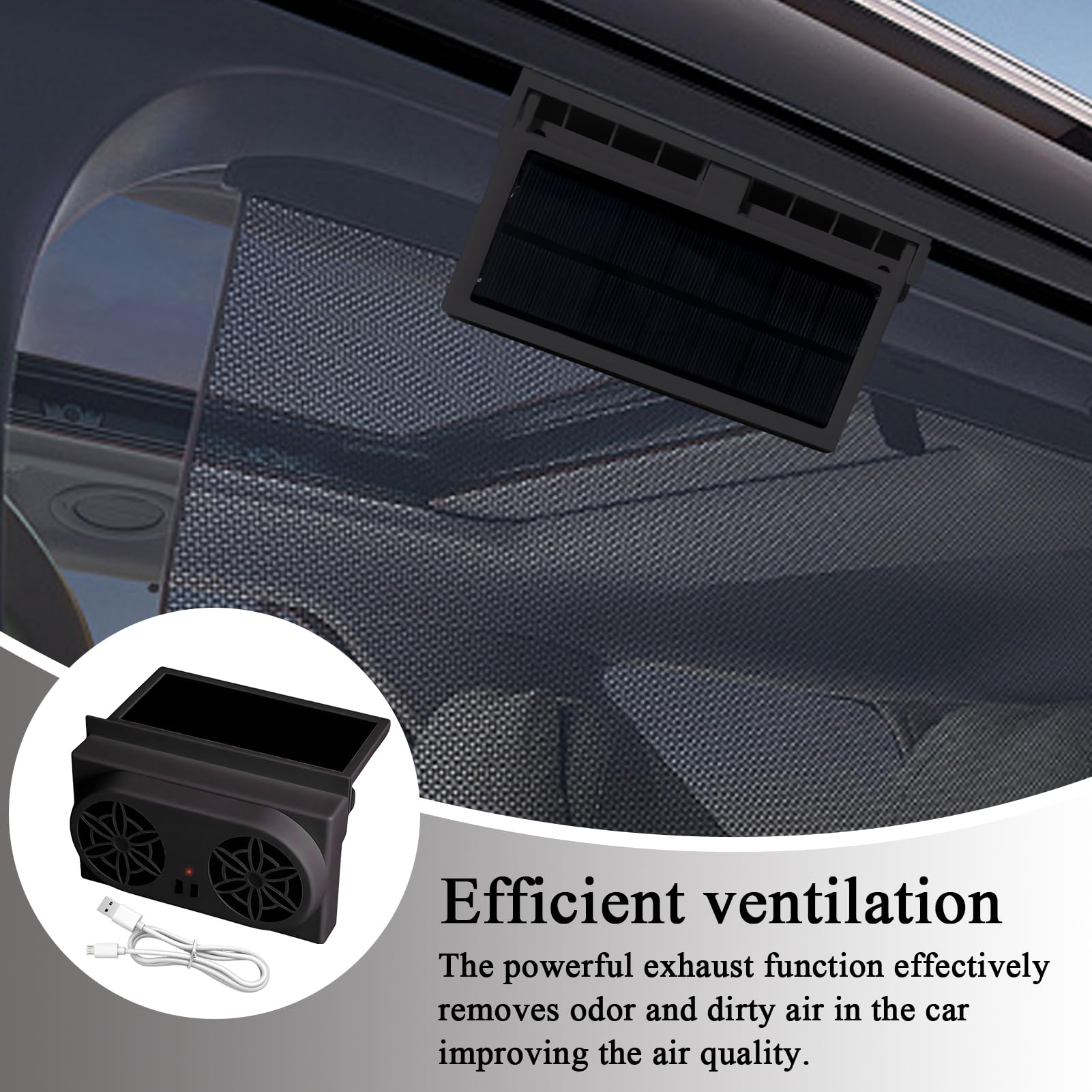 Générique Ventilateur Solaire Voiture, Ventilateur D'échappement Solaire pour Fenêtre de Voiture, Aeration Fenetre, Refroidissement Automatique Voitures pour SUV, RV, Été, Camion