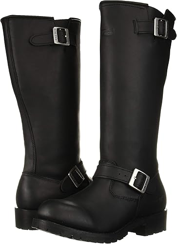 Miniatura 7 de RIDETECS Botas de moto para hombre, cremallera lateral, piel engrasada Goodyear Welt construcción, motorista y calzado de equitación duradero,