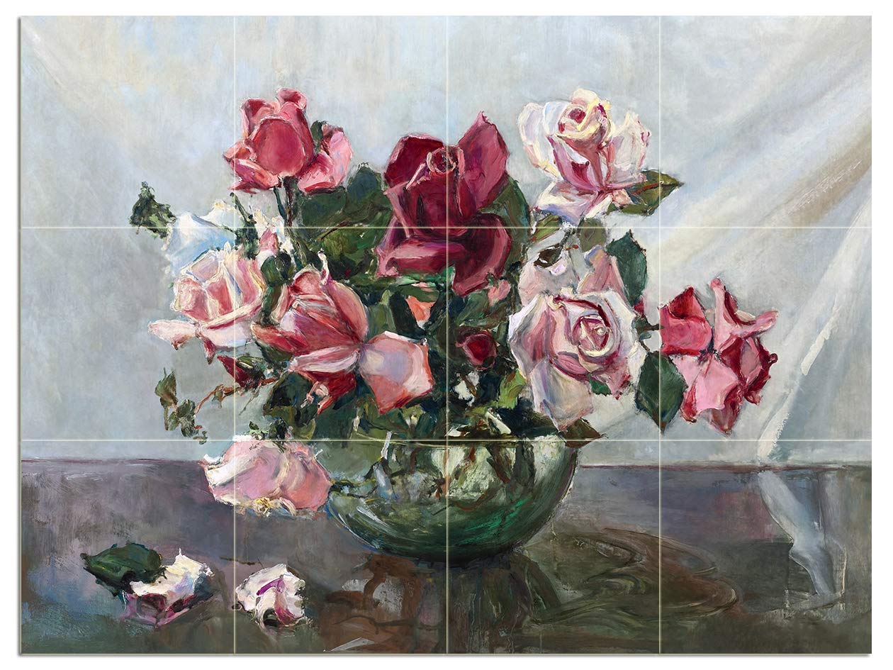 Tile Mural Roses in A Bowl by Georgy Lapchine Flowers red Bouquet