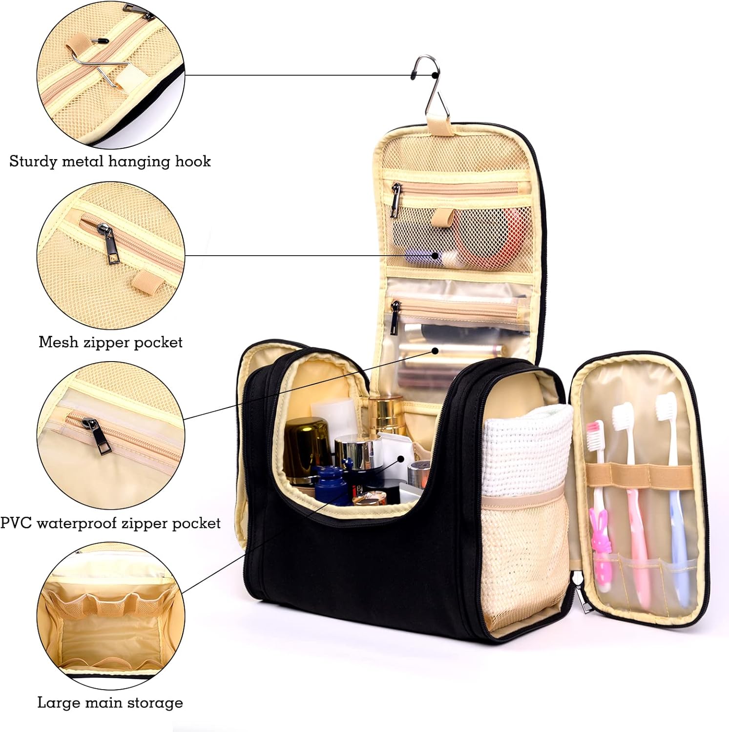 Hanging Toiletry Bag For Women And Men Large Travel Cosmetic Makeup Bags Organizer Water Resistant Shower Bag - Image 2