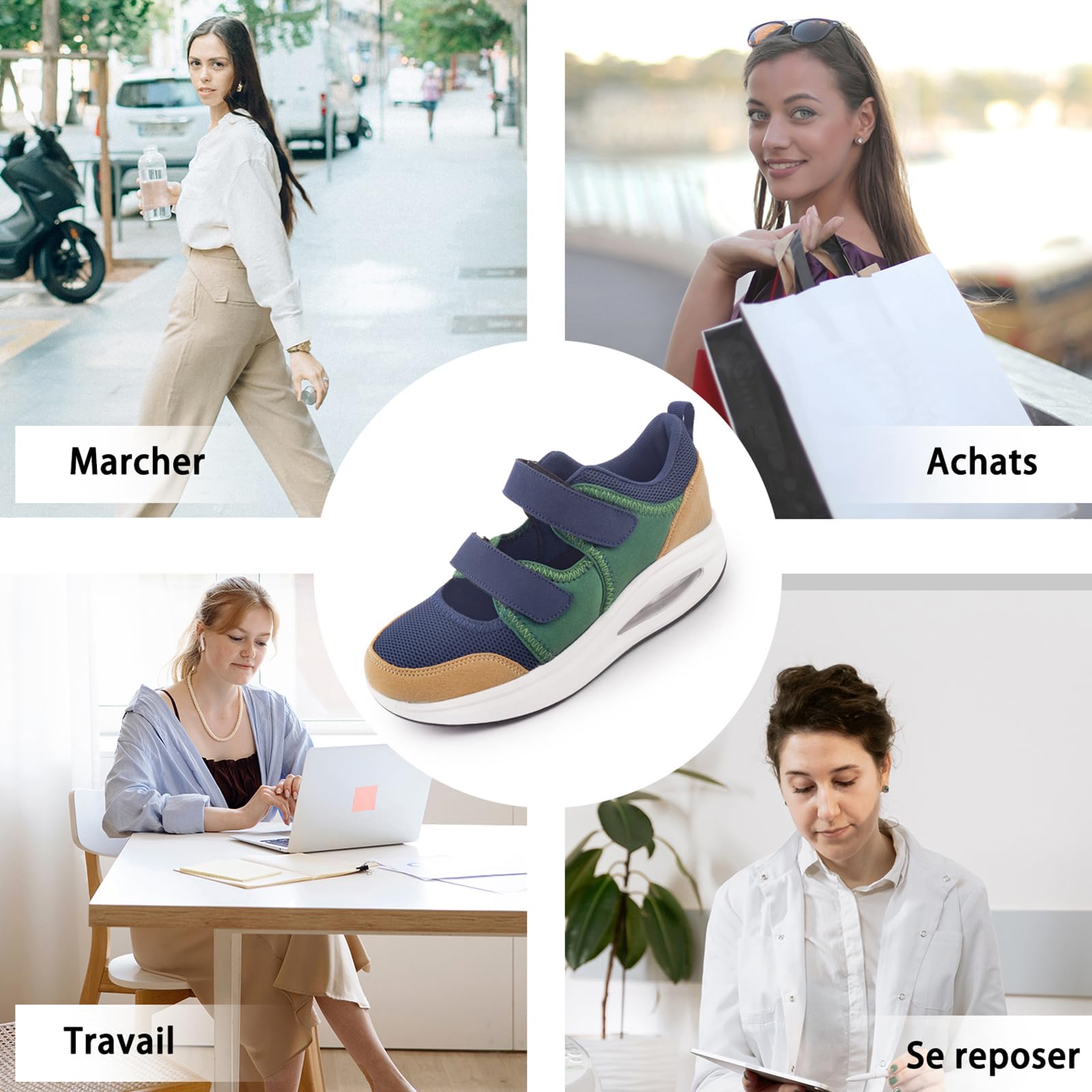 Git-up Chaussures de Travail D'infirmière Respirantes pour Femmes Antidérapant Réglable Confortable Marche Courir Casual Orthèses d'allaitement Chaussures Légères