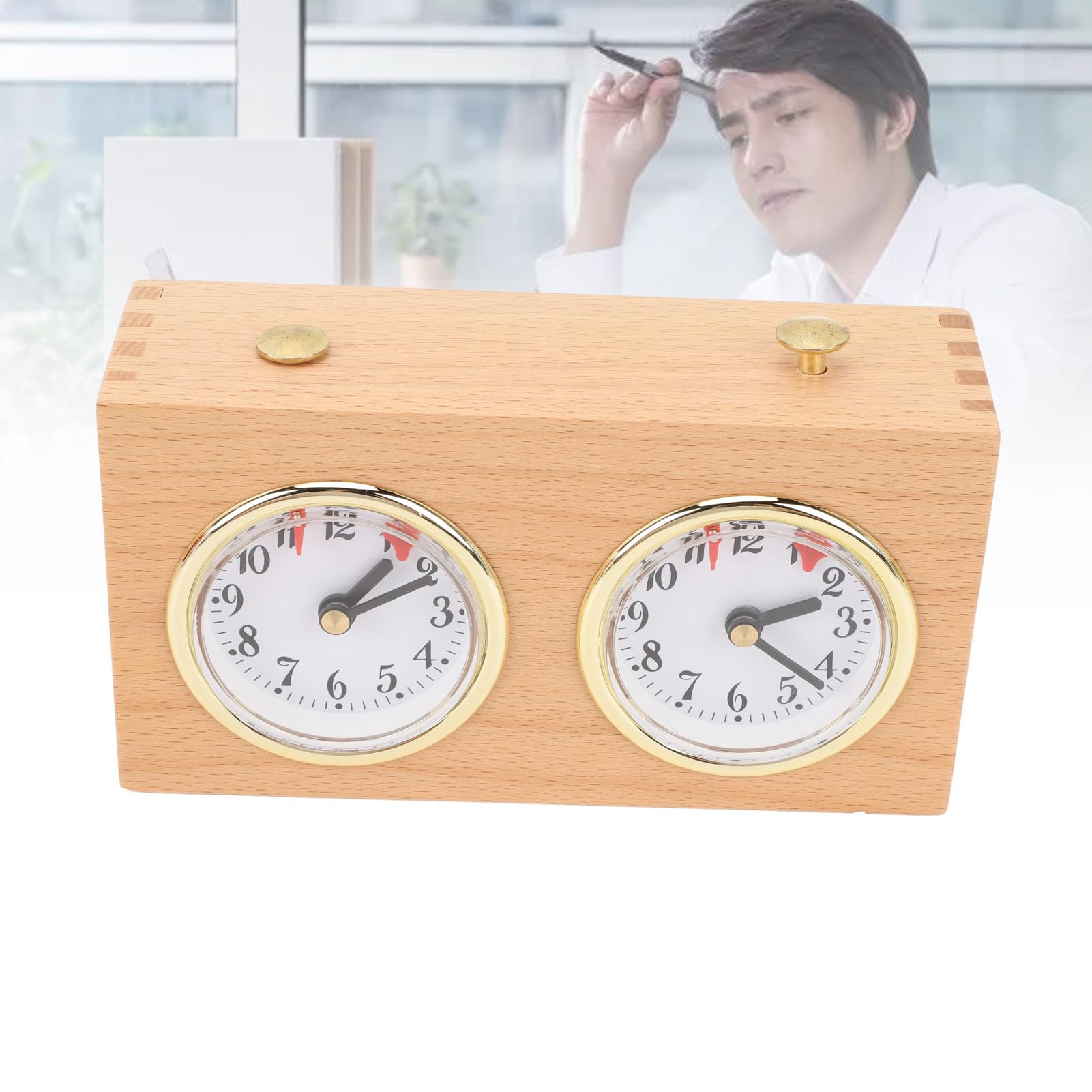 Timer per scacchi, orologio analogico meccanico professionale per scacchi, timer vintage in legno a carica per scacchis internazionali e cinesi, timers per scacchis