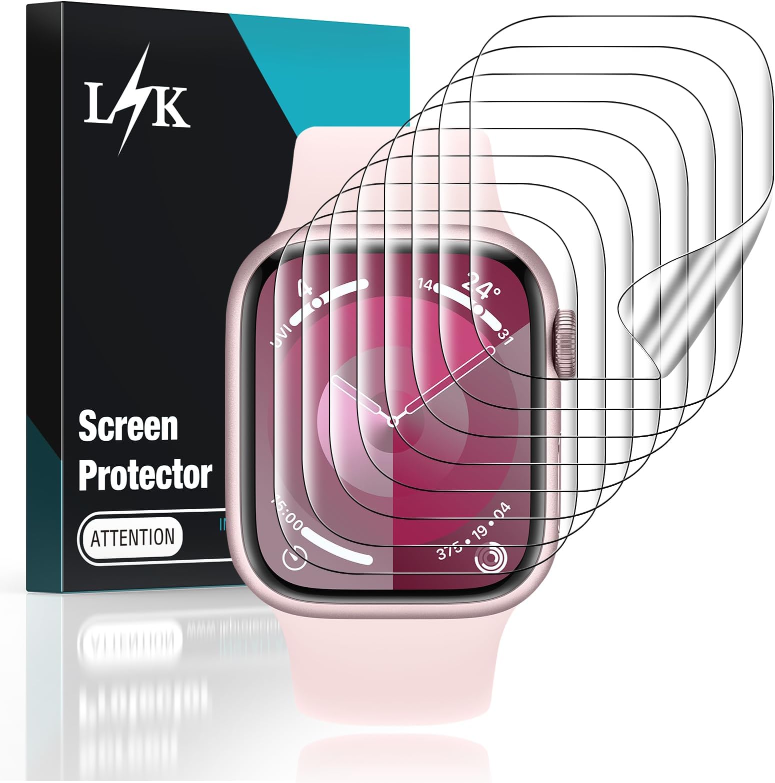LK 6 Pack for Apple Watch Series 9 8 7 45mm/Series 6 5 4 SE 44mm Screen