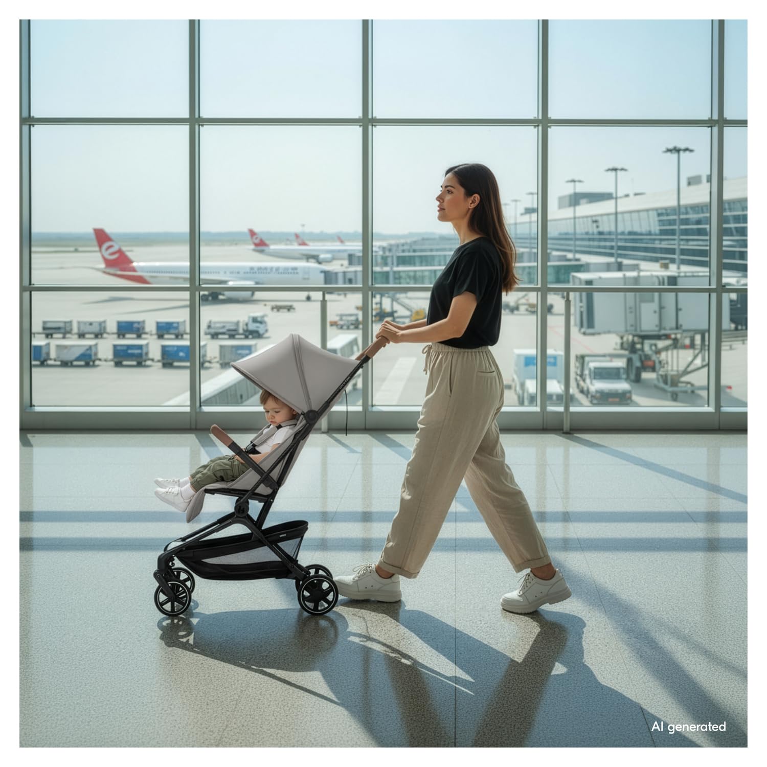 Hauck Lite N Care Ultraleichter Carbon City- & Reisebuggy, Klein Faltbar IATA-konform, Liegefunktion bis 22 kg, UPF 50+, Dark Anthracite