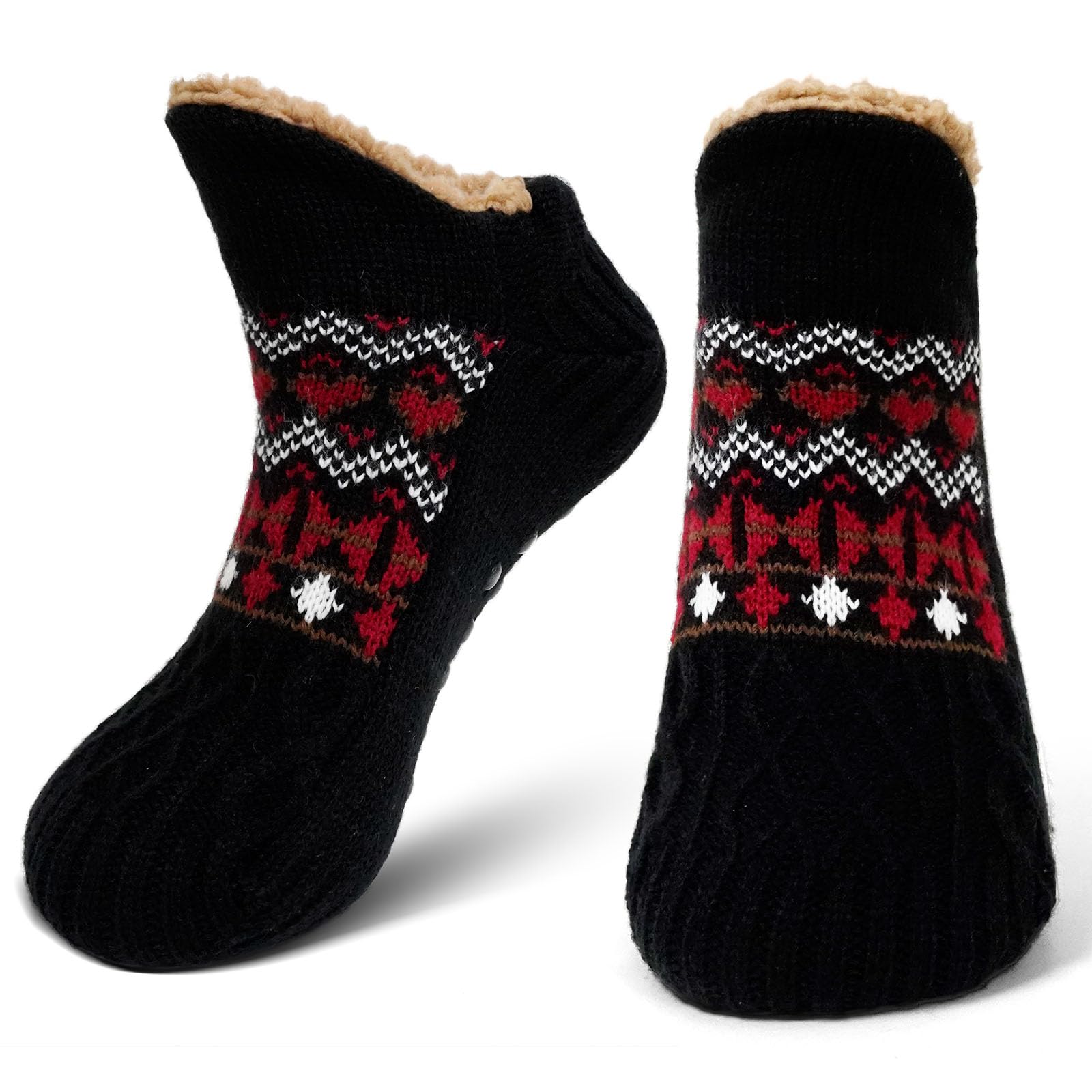 PUTUO Calcetines Antideslizantes Térmicos para Hombre Invierno 39-42 Negro