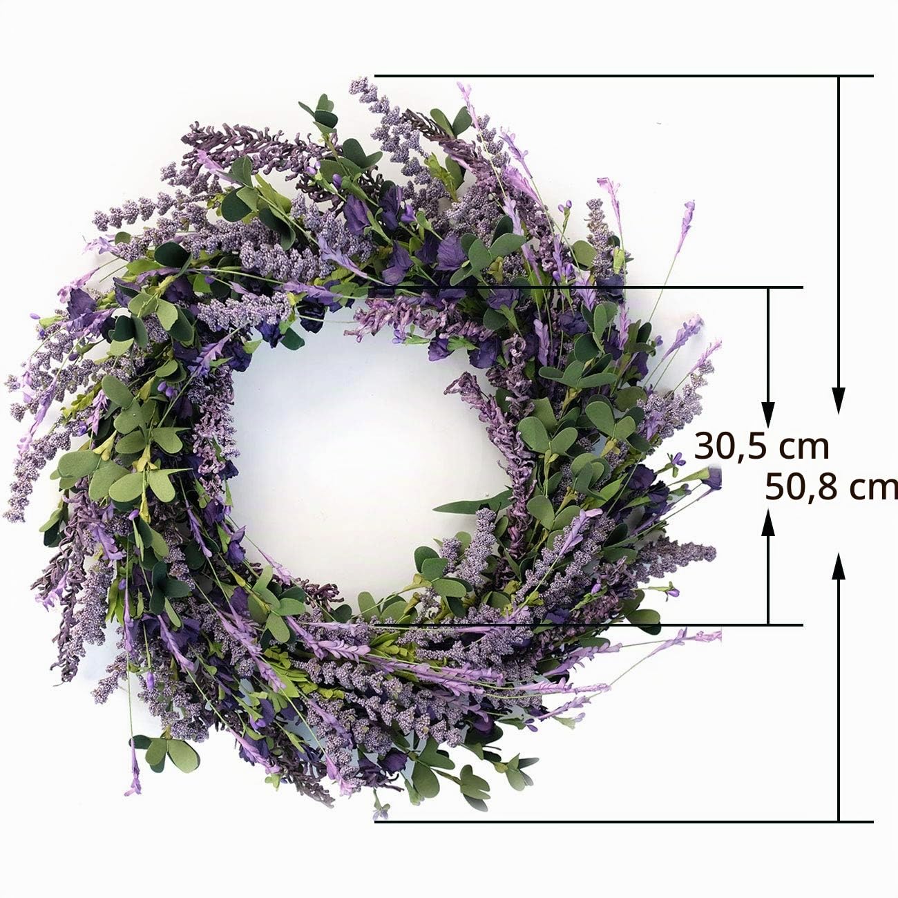 50,8 cm lila Lavendelkranz, künstlicher Lavendel, Haustür-Dekoration, vier Jahreszeiten, für drinnen und draußen, Hochzeit, Party, Urlaub, Dekoration