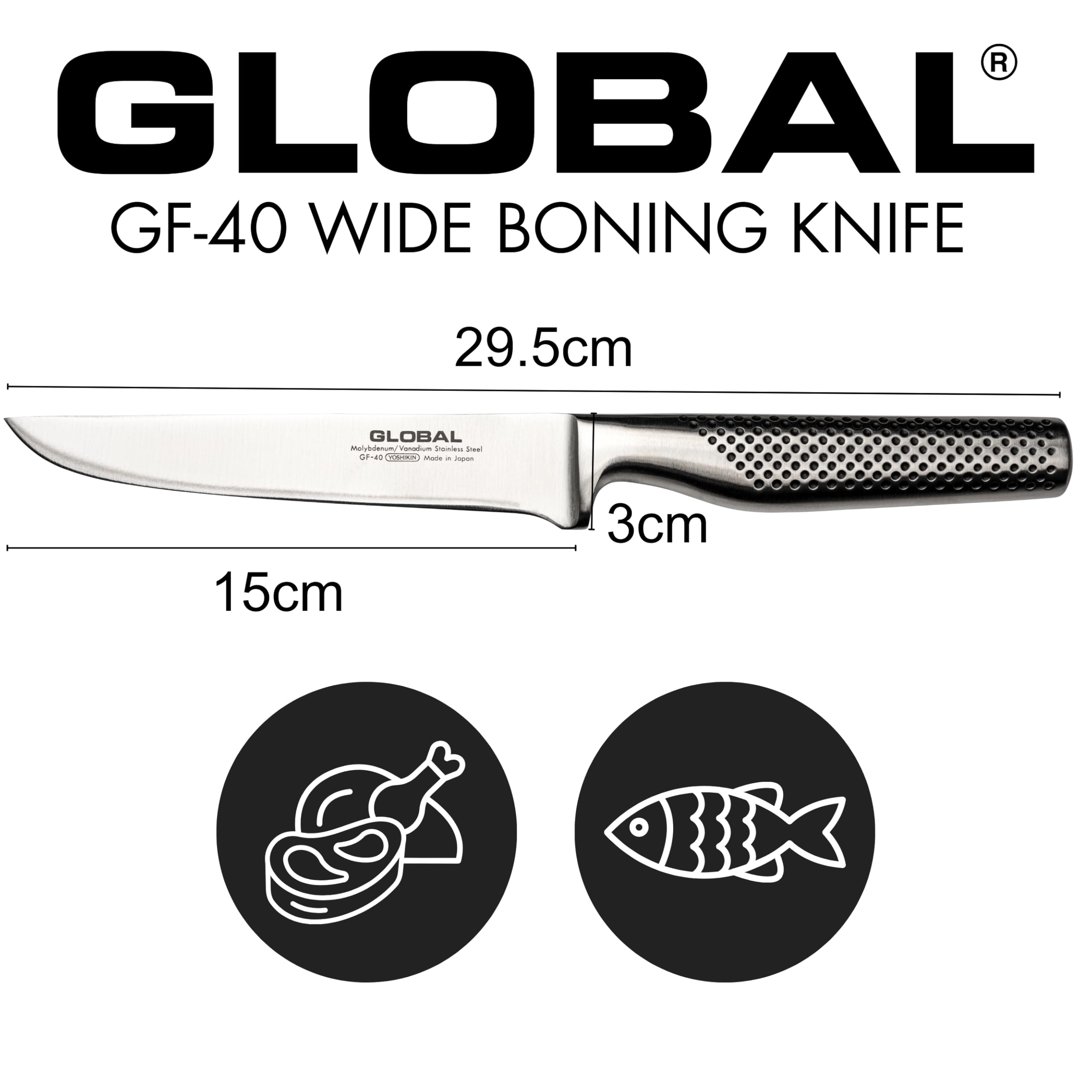 Global GF40 Coltello disossante - Lama larga 15 cm (GF-40)