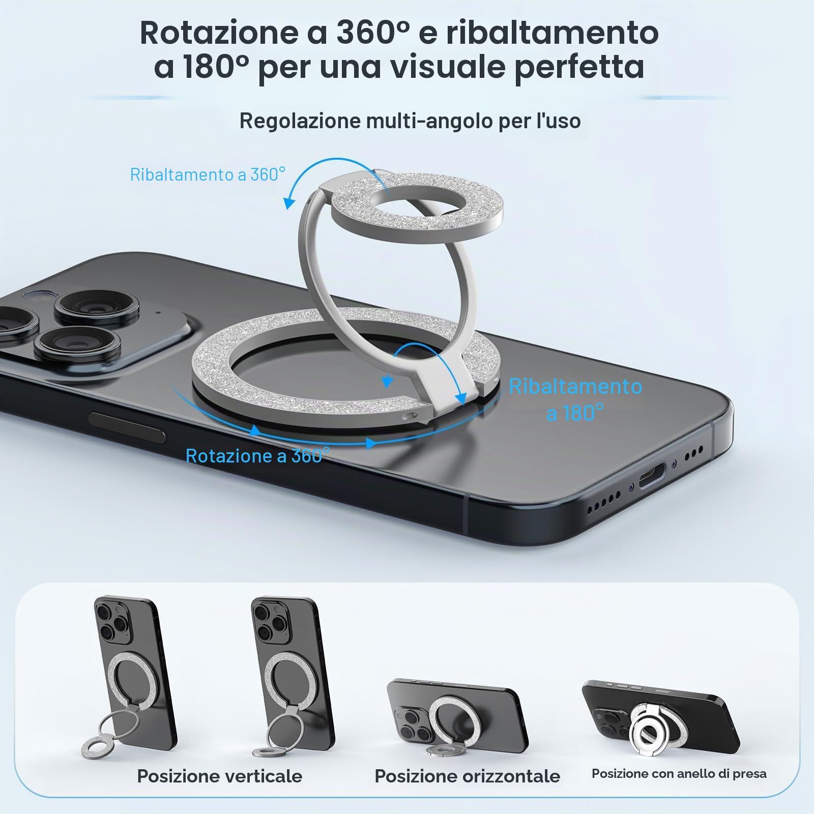 Supporto magnetico ad anello per cellulare MagSafe per iPhone 17, 16, 15, 14, 13, 12 Pro Max, supporto magnetico ad anello per cellulare MagSafe, accessorio per Samsung Galaxy S26, S25, S24, A56, A55