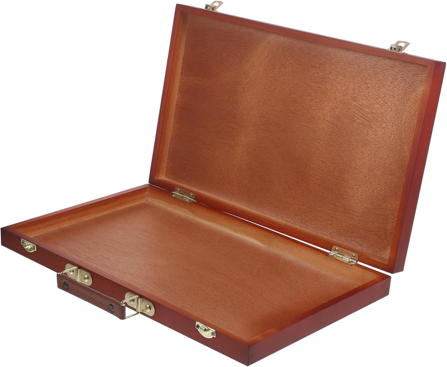 Beatifufu Portable Wooden Painting Box with Locking Clasps Walnut Art Supply Case for Watercolor and Oil Pens Outdoor Sketching Tool Storage