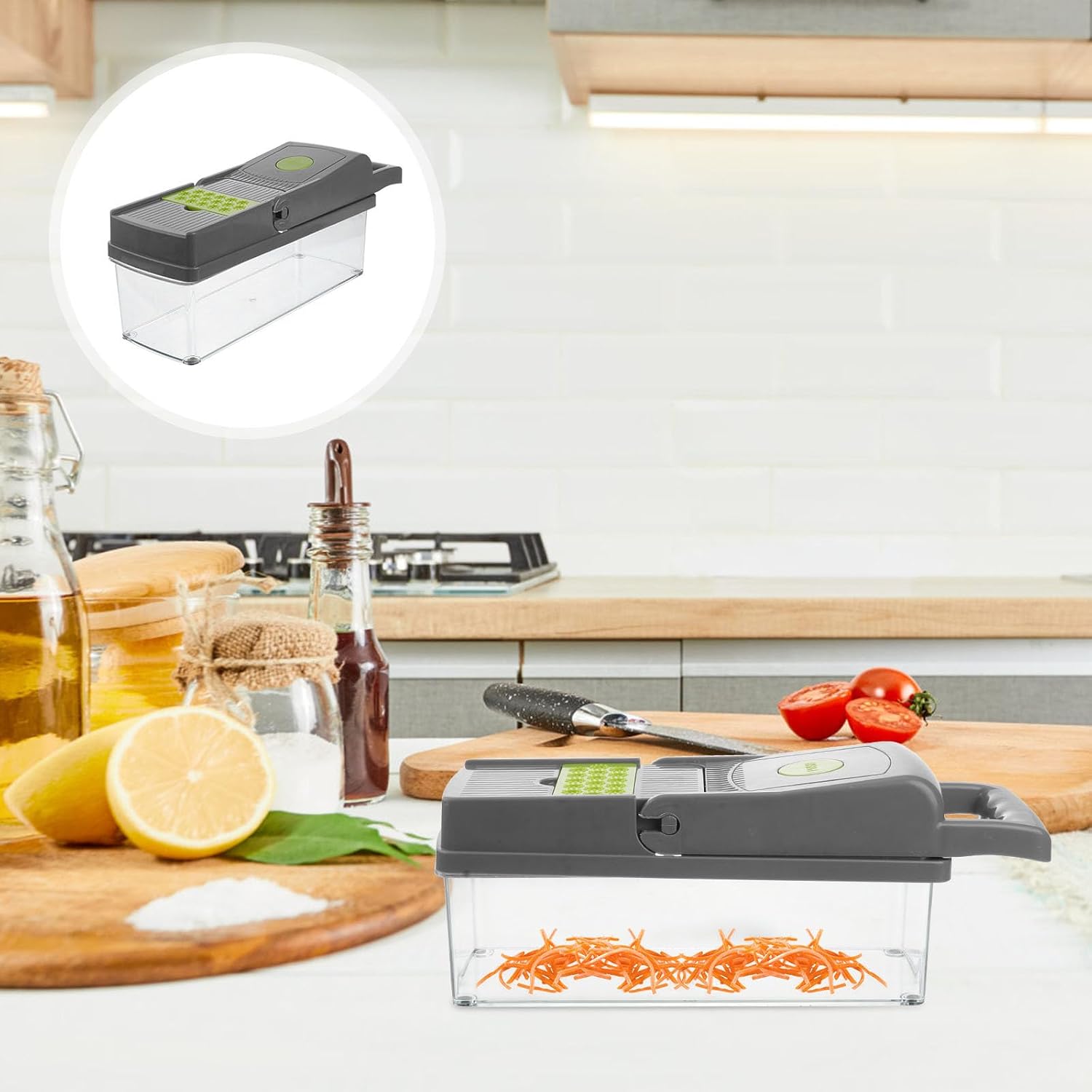 Multifunction Vegetable Slicer Tool with Stainless Steel and ABS Black