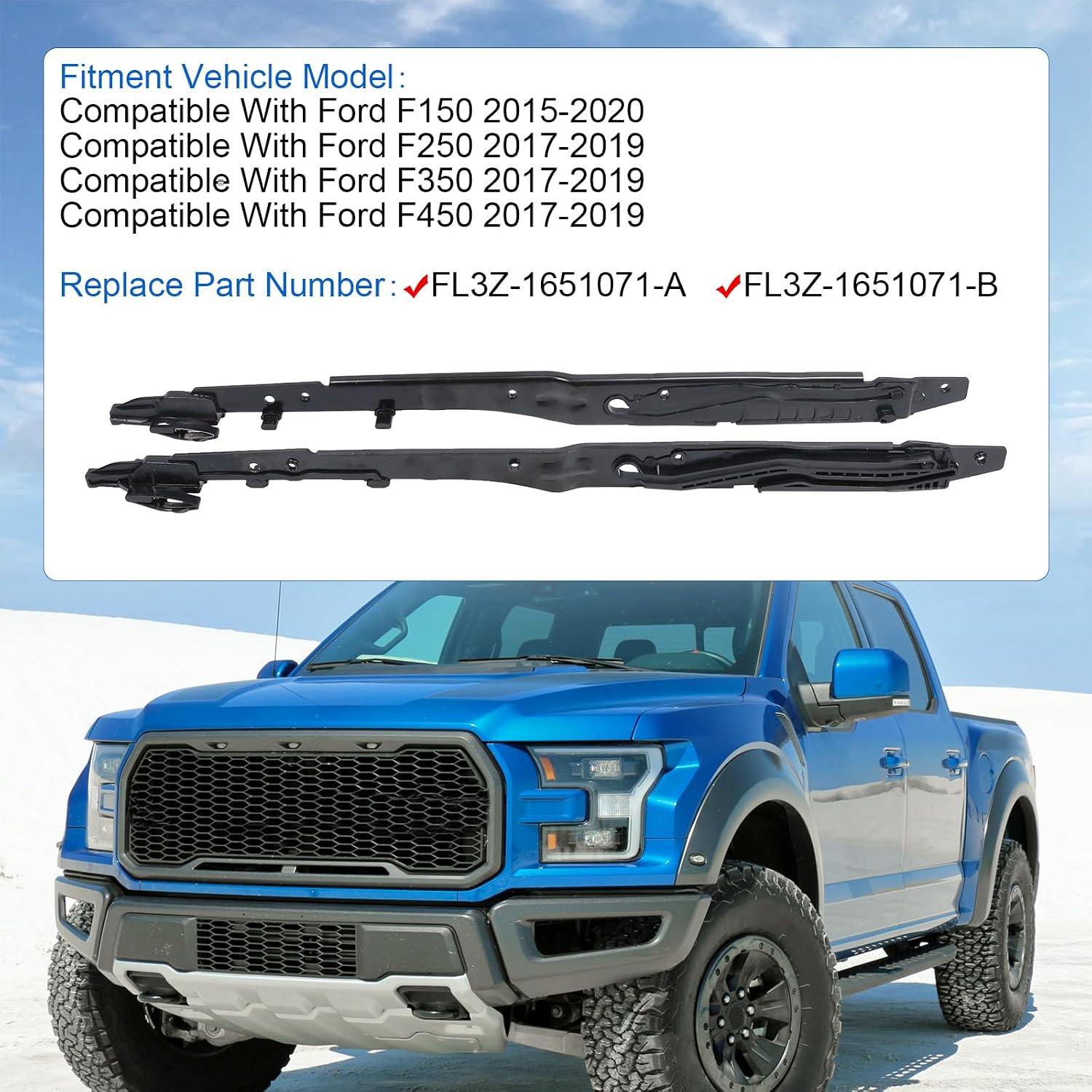 Sunroof Track Assembly Repair Kit Compatible with 2015-2020 Ford F150 2017-2019 Ford F250 F350 F450 Replace# FL3Z-1651071-A, FL3Z-1651071-B