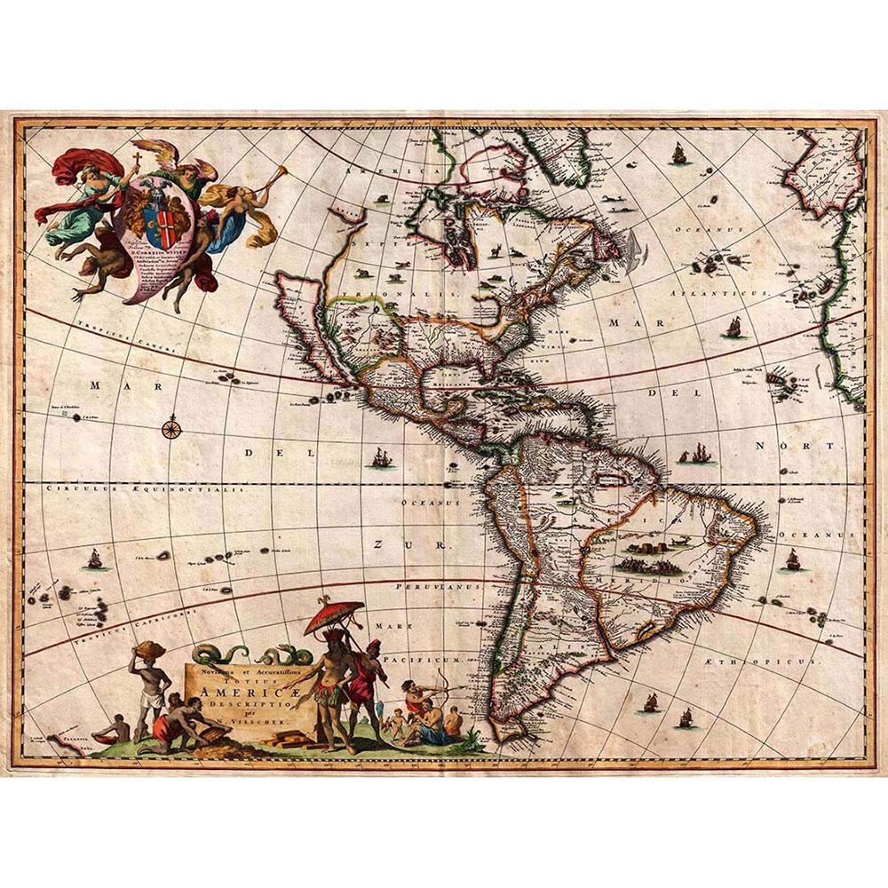 Wee Blue Coo Map Antique Visscher North South America Art Print Poster Wall Decor 12X16 Inch