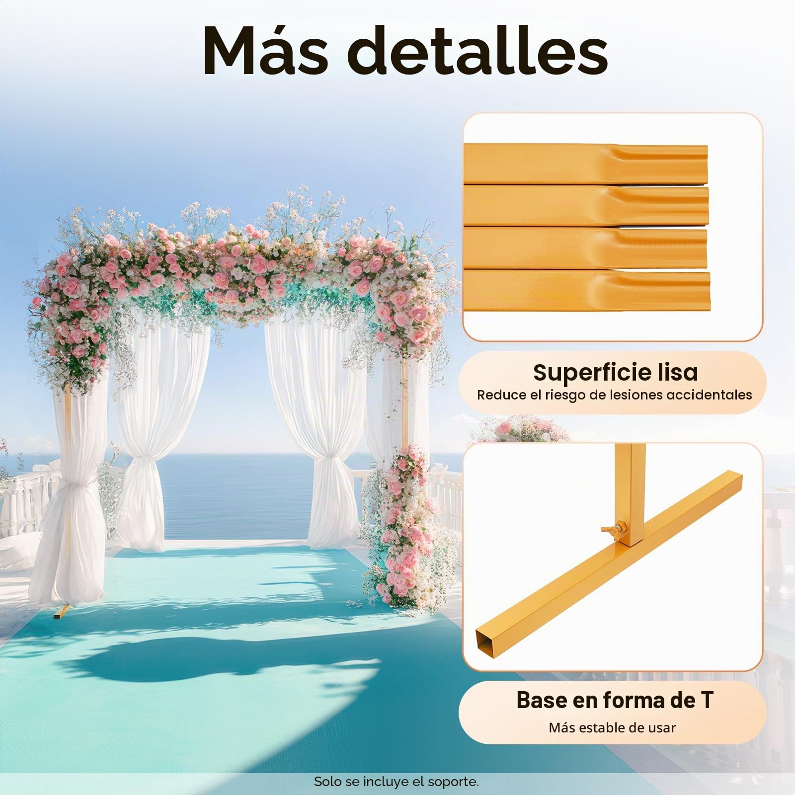 Arco de boda cuadrado, soporte metálico, arco de globos, bricolaje flores muslin guirnaldas, decoración de fiesta y ceremonia, exterior interior estable reutilizable, 2 x 1,5 m