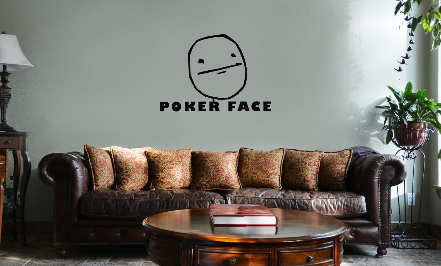DECAL SERPENT JDM Funny Poker Face Cartoon Meme Vinyl Wall Mural Decal Home Decor Sticker (Black)
