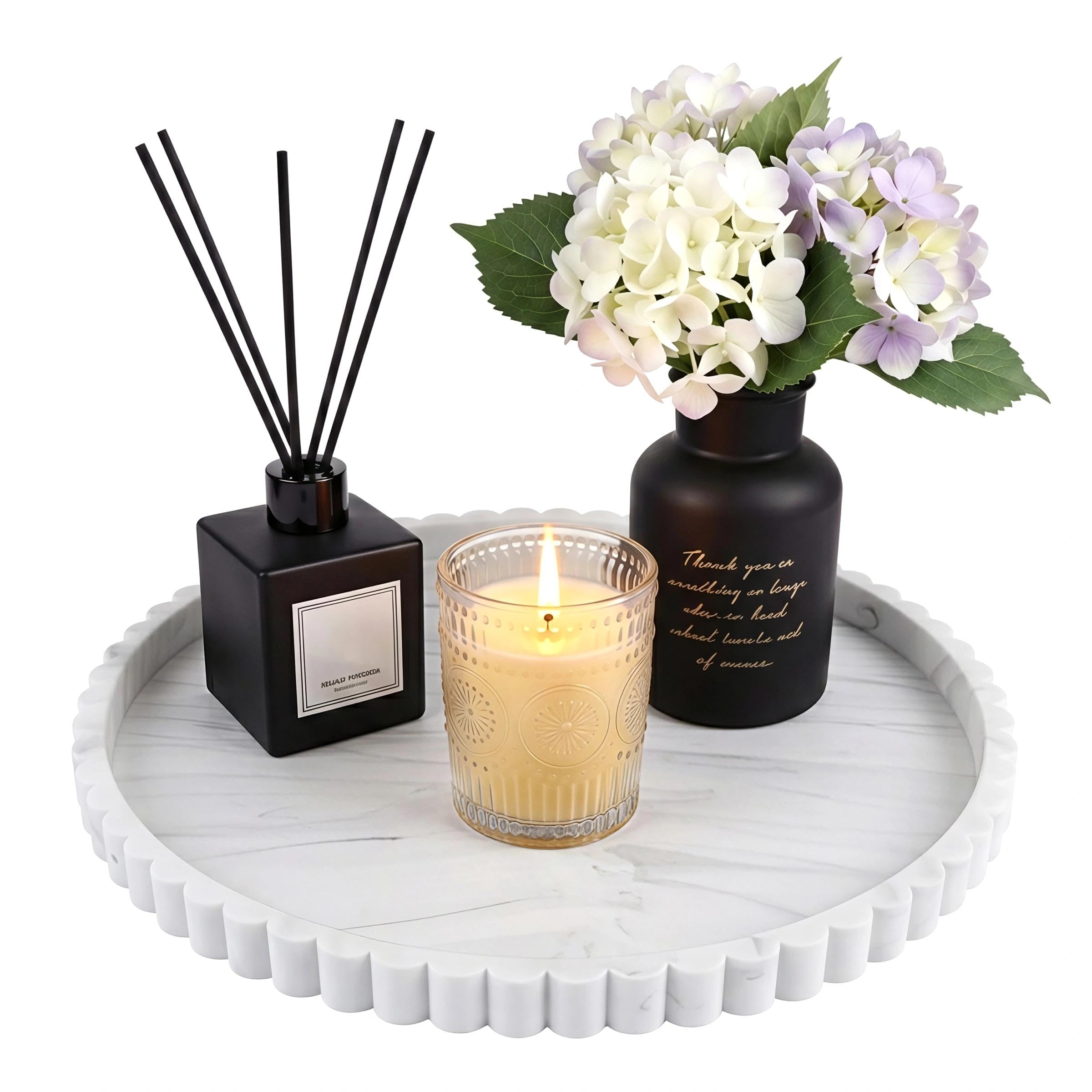Silicone Bathroom Tray Organiser, Round Vanity Tray, Non-Slip Countertop Decorative Tray for Candle, Plant, Perfume （Marbling）