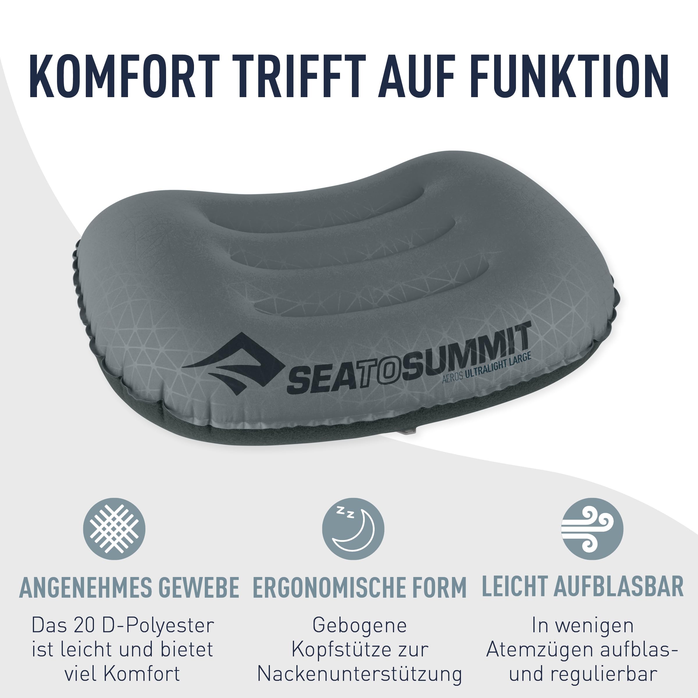 Sea to Summit - Aeros Ultralight Deluxe Reisekissen XL - Leicht zum Aufblasen - rutschfest - Ultra-SIL Reißverschluss-Tasche - Camping & Fahrradtouren - 56 x 36 x 14cm - Sea Foam Green - 130g