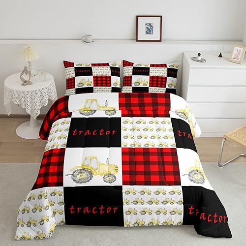 Erosebridal Juego de edredón de tractor tamaño King, juego de edredón de camión para niños, decoración de dormitorio, juego de ropa de cama