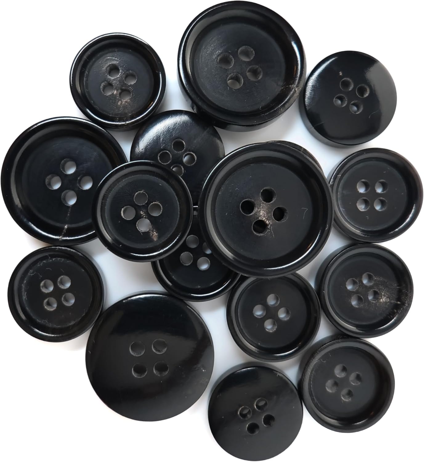 ButtonMode Buffalo Horn Suit Buttons 16pc Set: 4x20mm (3/4 Inch) Front, 12x15mm (5/8 Inch) Sleeves & Pants, Brown Horn
