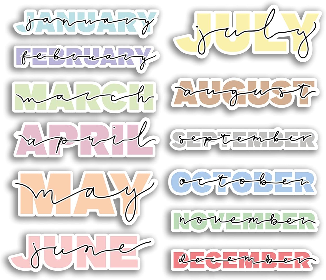 A4 Sticker Sheet Month Vinyl Stickers - Scrapbooking Diary Notebook Journal Days Monthly Month Pastel Sticker #75810