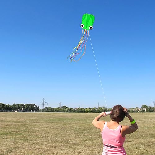 Miniatura 4 de Cometas de pulpo para niños y adultos fáciles de volar, 24 x 158 pulgadas, kit de cometa grande y suave para niños y niñas, juego de cometa de playa