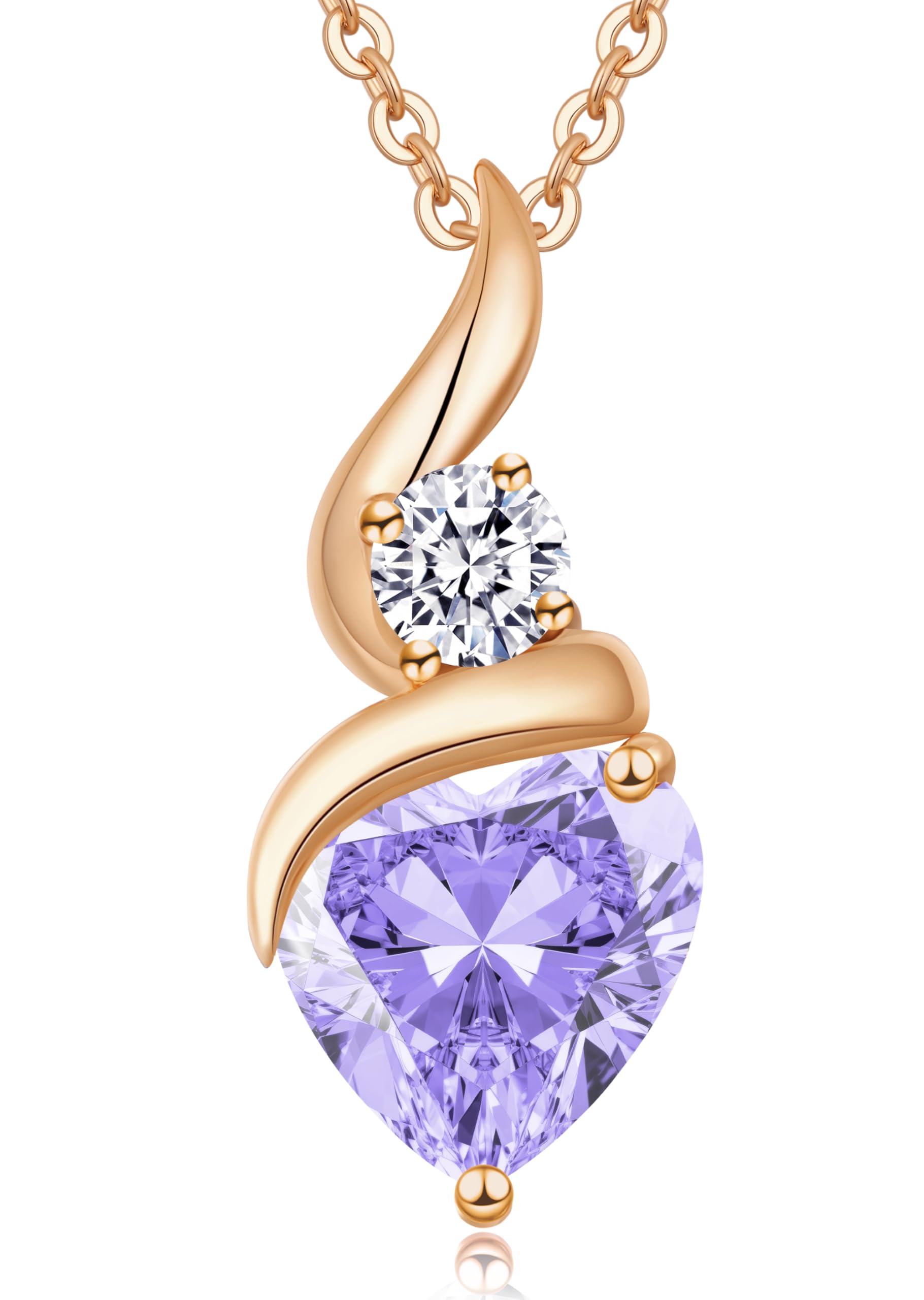 LOUISA SECRET Collana Delle Donne 925 Sterling Silver Rame placcato oro rosa Infinity Heart Collana Cuore Fuoco Pendant Birthstone Fiamma del Cuore Regalo per Le Donne Mamma Donna