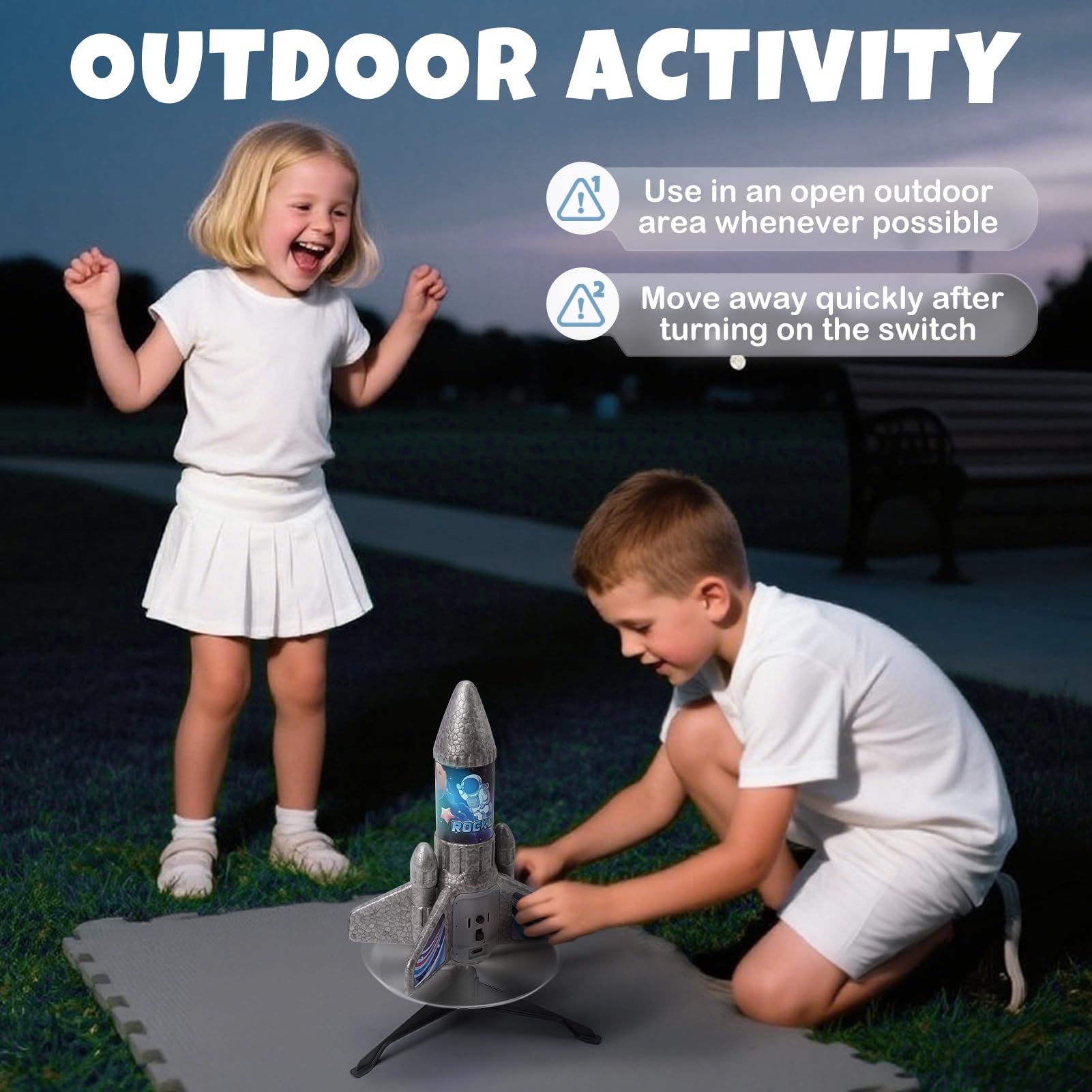 Dreamon Rakieta dla dzieci ze spadochronem LED, zmotoryzowana rakieta, zabawka outdoorowa, prezent dla dzieci w wieku 6, 7, 8, 9 lat