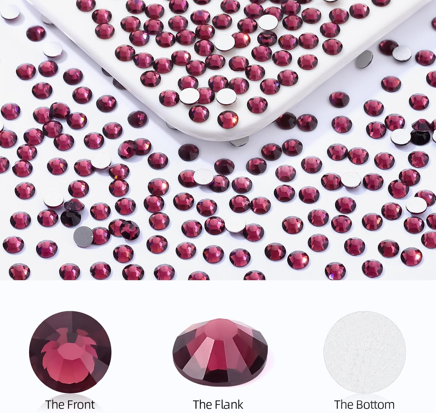 Purple Flatback Rhinestones, Glass Rhinestones for Nail Art and Craft, Glue Fix, Loose Crystal Gemstones(Purple, SS20, 1440pcs, 4.6-4.8mm)