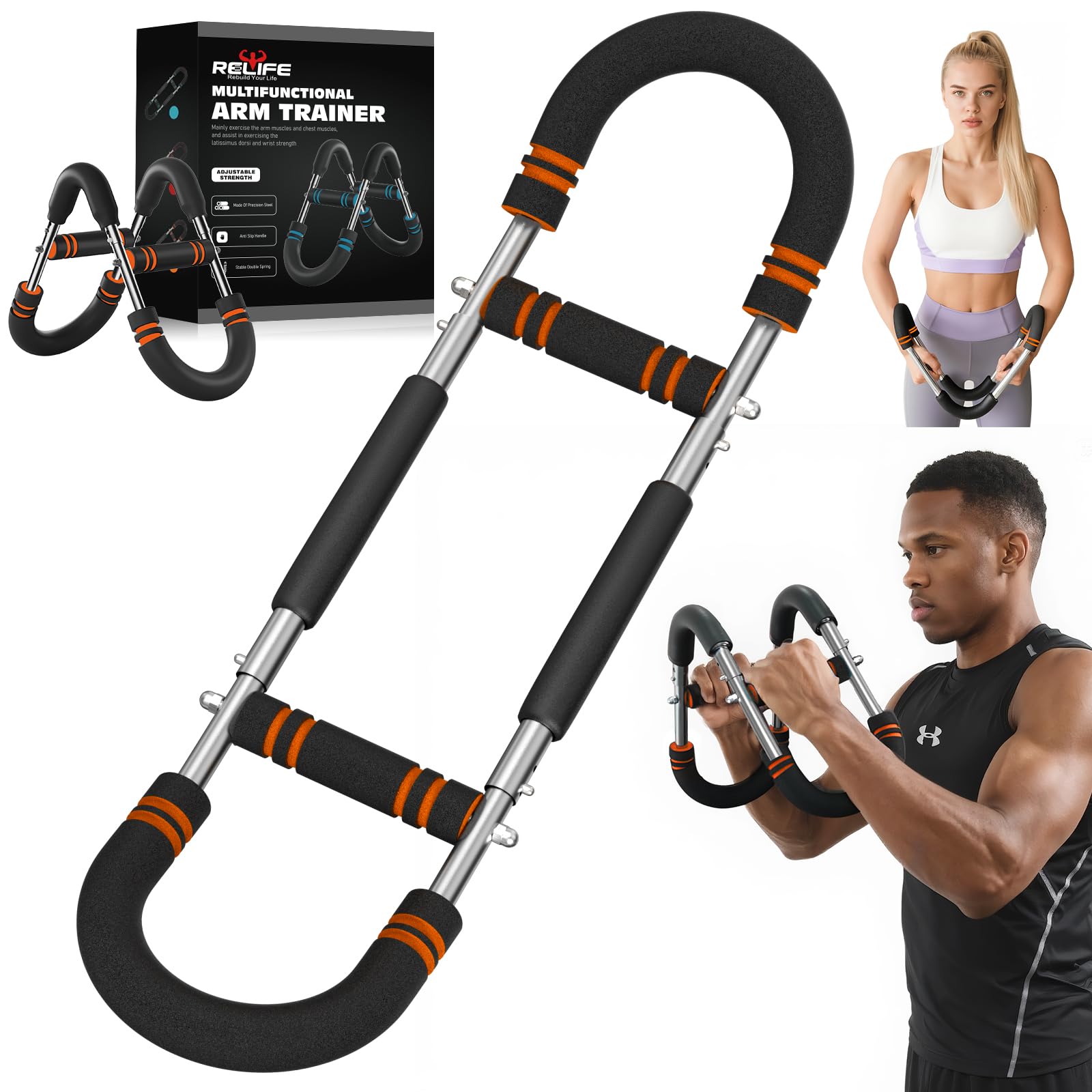 Relife Twister Arm Trainer, 18 à 59 kg pour avant-bras et poitrine, exercice de poitrine à ressort réglable, équipement de musculation portable pour homme et femme