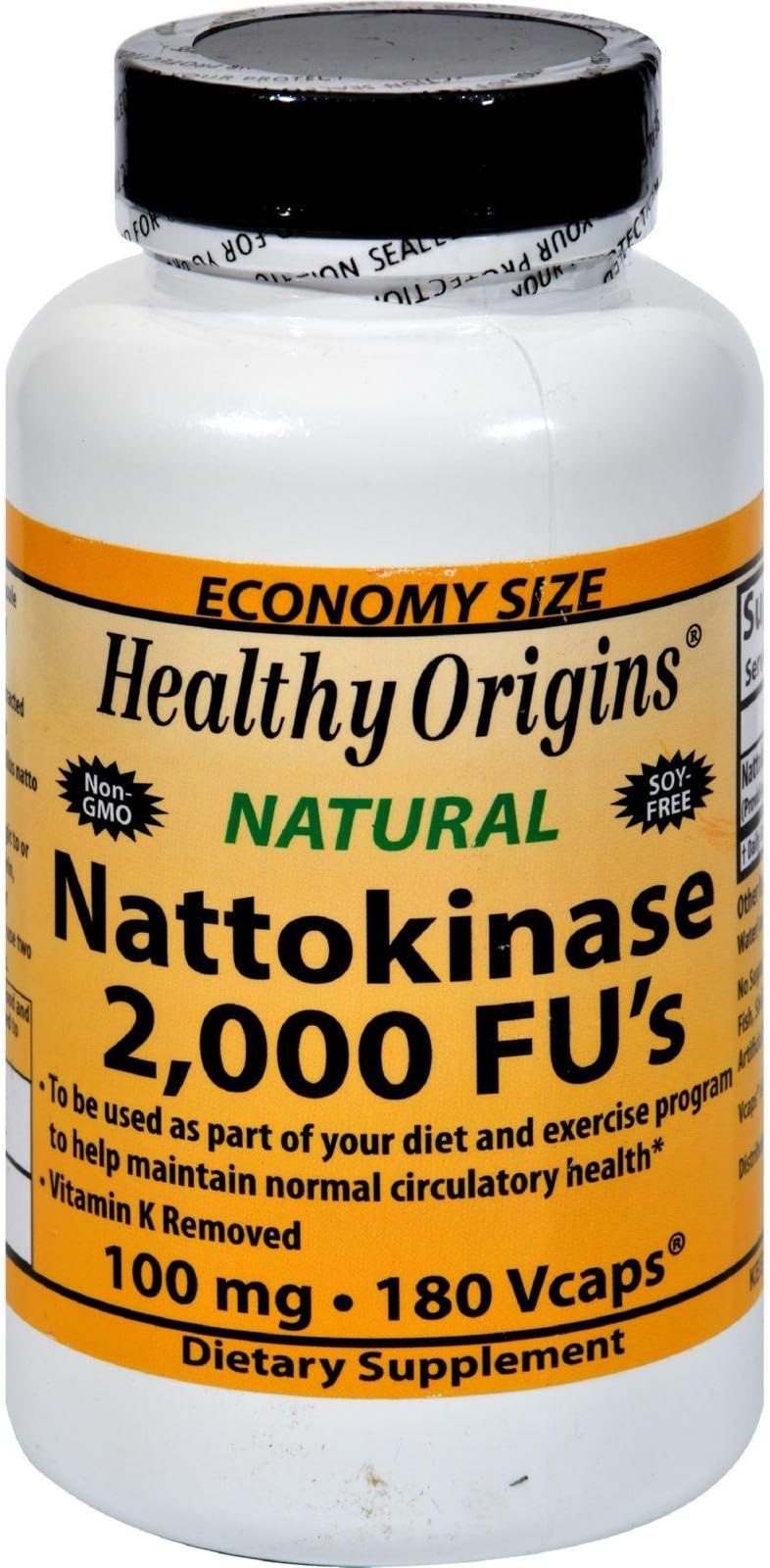 Healthy Origins Nattokinase 2,000 FUs, 100 mg - Nattokinase Supplement - Soy-Free, Vegan, Non-GMO & Gluten-Free Nattokinase - 180 Veggie Capsules