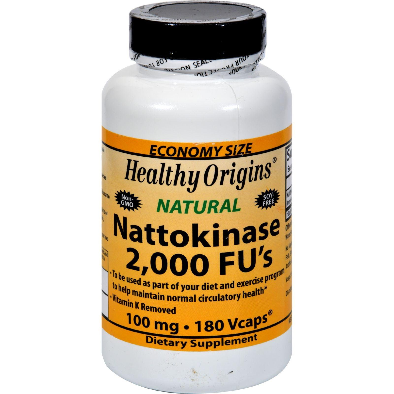 Healthy Origins Nattokinase 2,000 FUs, 100 mg - Nattokinase Supplement - Soy-Free, Vegan, Non-GMO & Gluten-Free Nattokinase - 180 Veggie Capsules