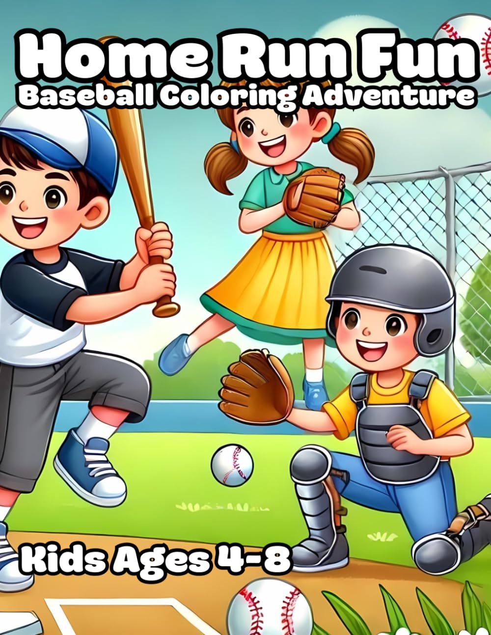 Home Run Fun: Baseball Coloring Adventure: Exciting and Action-Packed Coloring Pages for Kids Ages 4-8