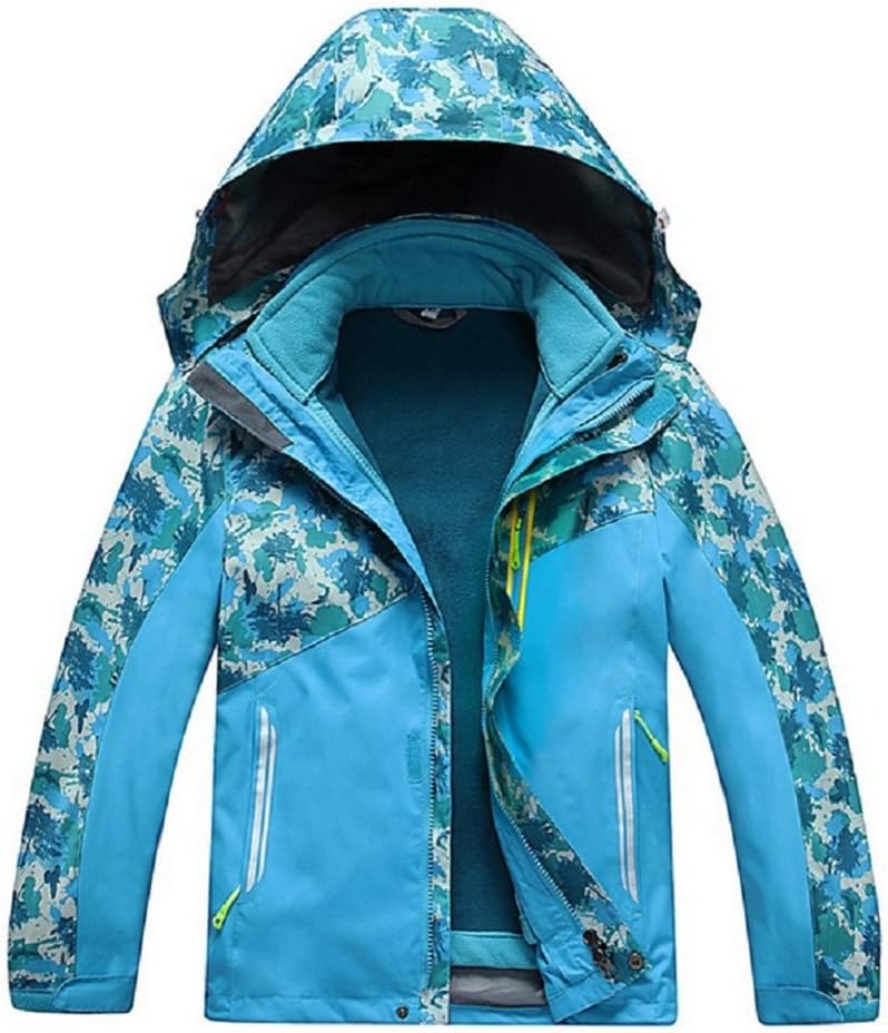 Bakerdani Boys Girls Climbing Jacket Two-piece Three-in-one Removable Warm Coat