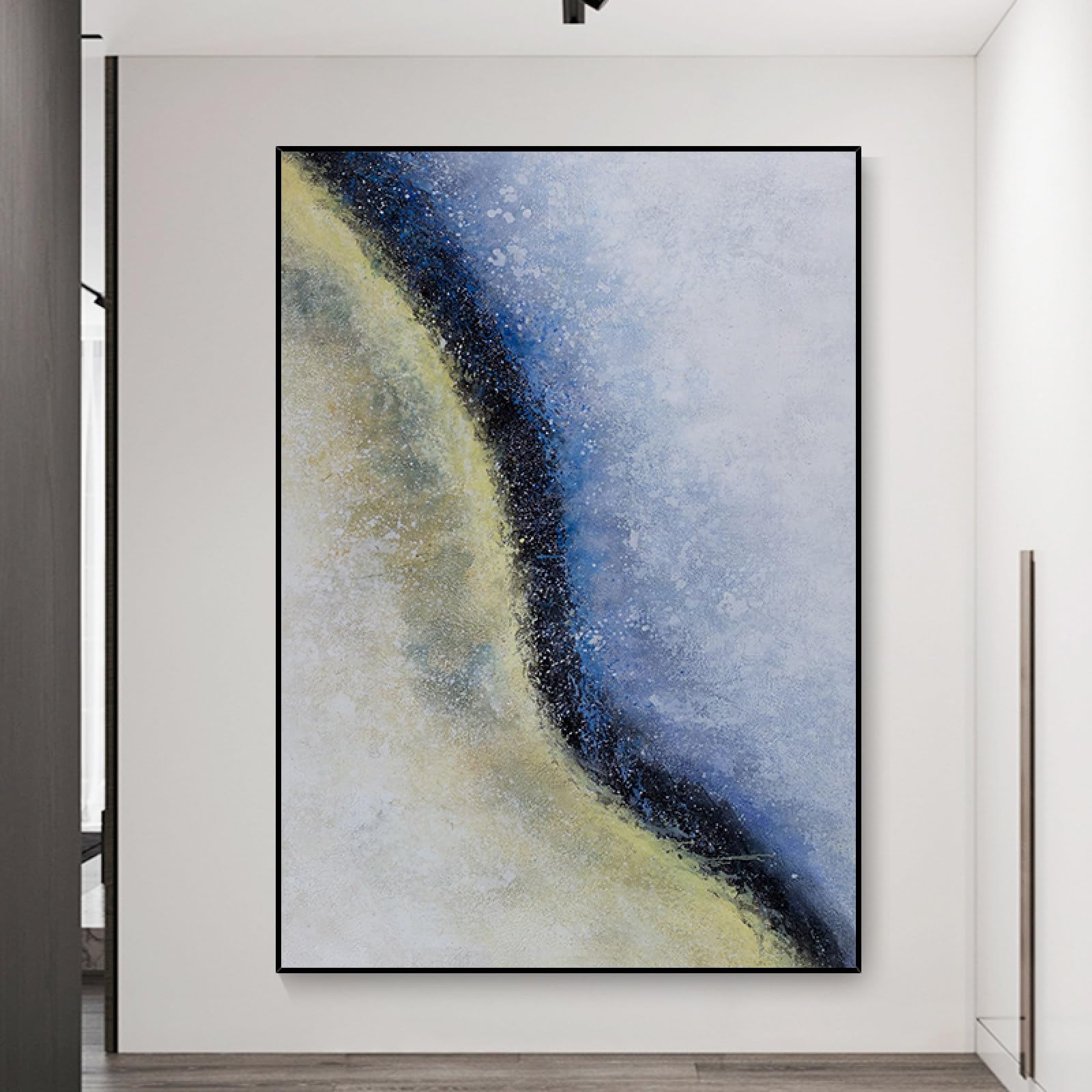 Paysage de rivière d'étoiles peinture faite main pour salon chaleureux