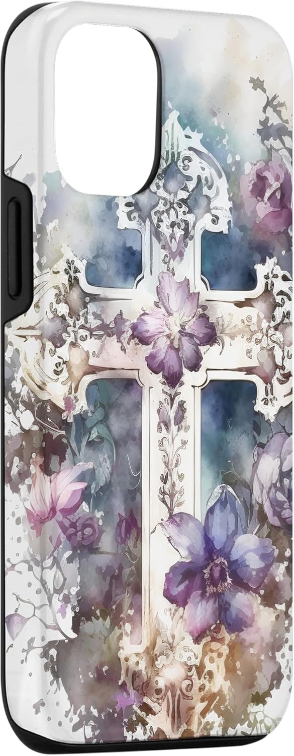 Religious Cross For Blessed Mom Cute Boho Purple Flower Case for iPhone 12/12 Pro