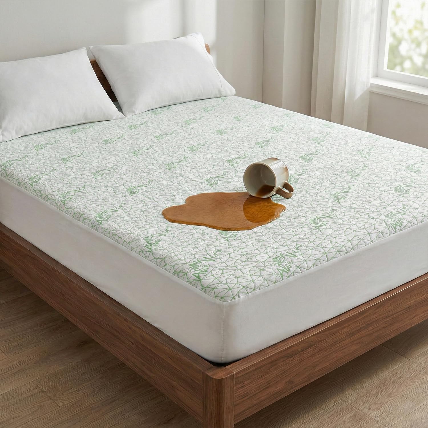 Ayka Waterproof Natural Aloevera Mattress Protector Single Size Breathable Hypoallergenic Noiseless Ultra Soft Fitted Bed Protector 78x36 inch Mattress/Bed Cover (Single (78 * 36")) discount deal
