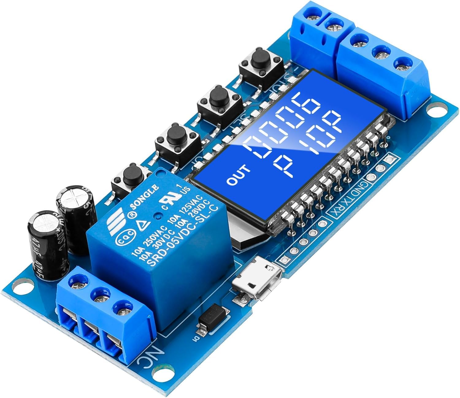 Tijdrelais Multifunctioneel DC 5/12/24V Oneindige Cycle Delay Timer Inschakelen Uit Module 0-15/60 Min Instelbaar tijdrelais DIN-rail (DC5V 0-15min instelbaar