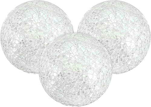 Paquete de 3 bolas decorativas para cuencos, bolas de vidrio de mosaico de 2.4 pulgadas, orbes de vidrio decorativos para decoración del hogar,