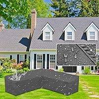 Vista 7 de Funda de sofá seccional para muebles de patio, color gris, resistente a la intemperie, resistente a la intemperie, 420D, Oxford, para exteriores