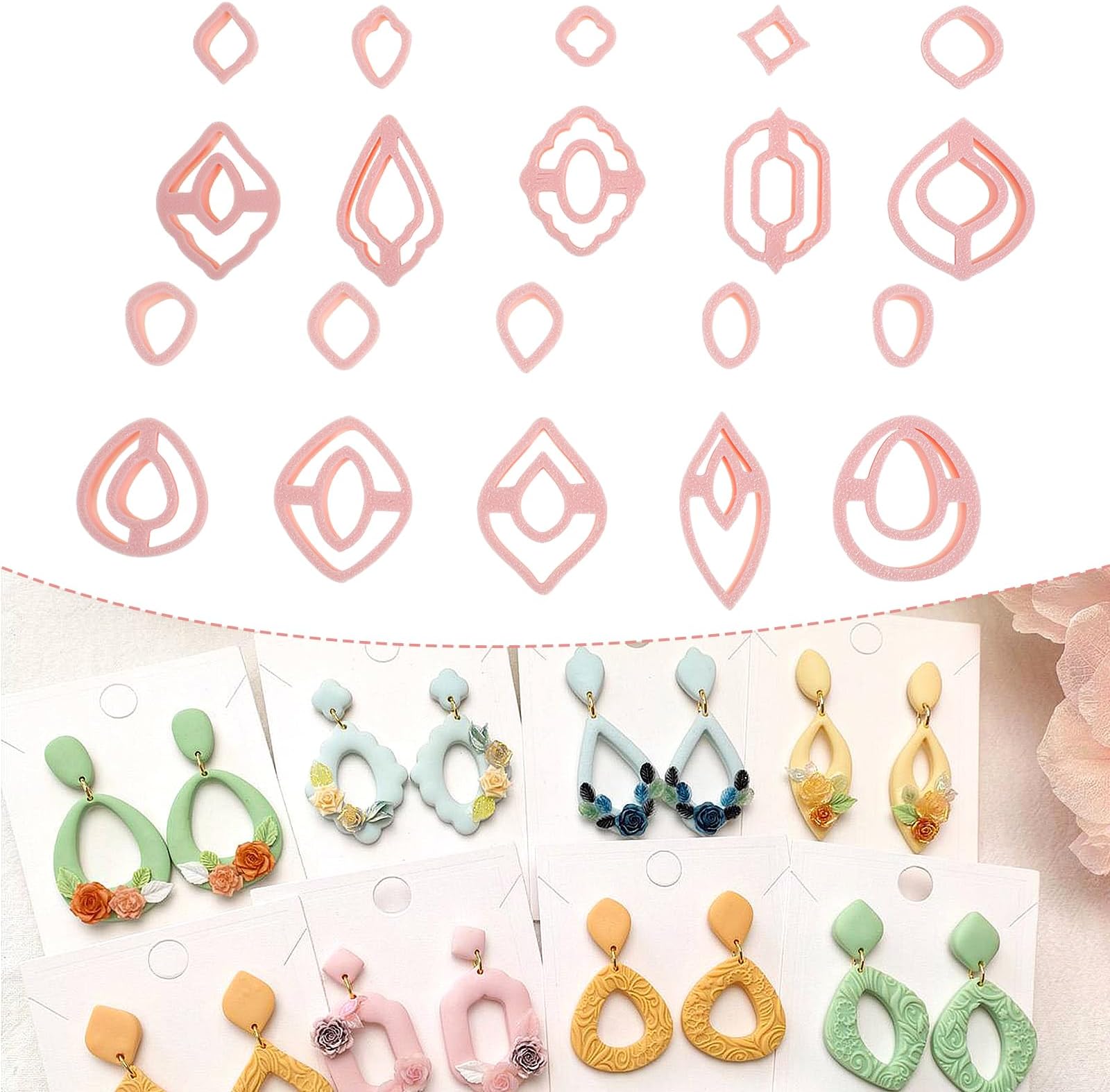 Keoker Polymer Clay Cookie Cutters, Cookie Cutters, Polymer Clay for Jewellery Making, Polymer Earrings, Bookshelf, Teacher, 8 Shapes (10 Pieces)