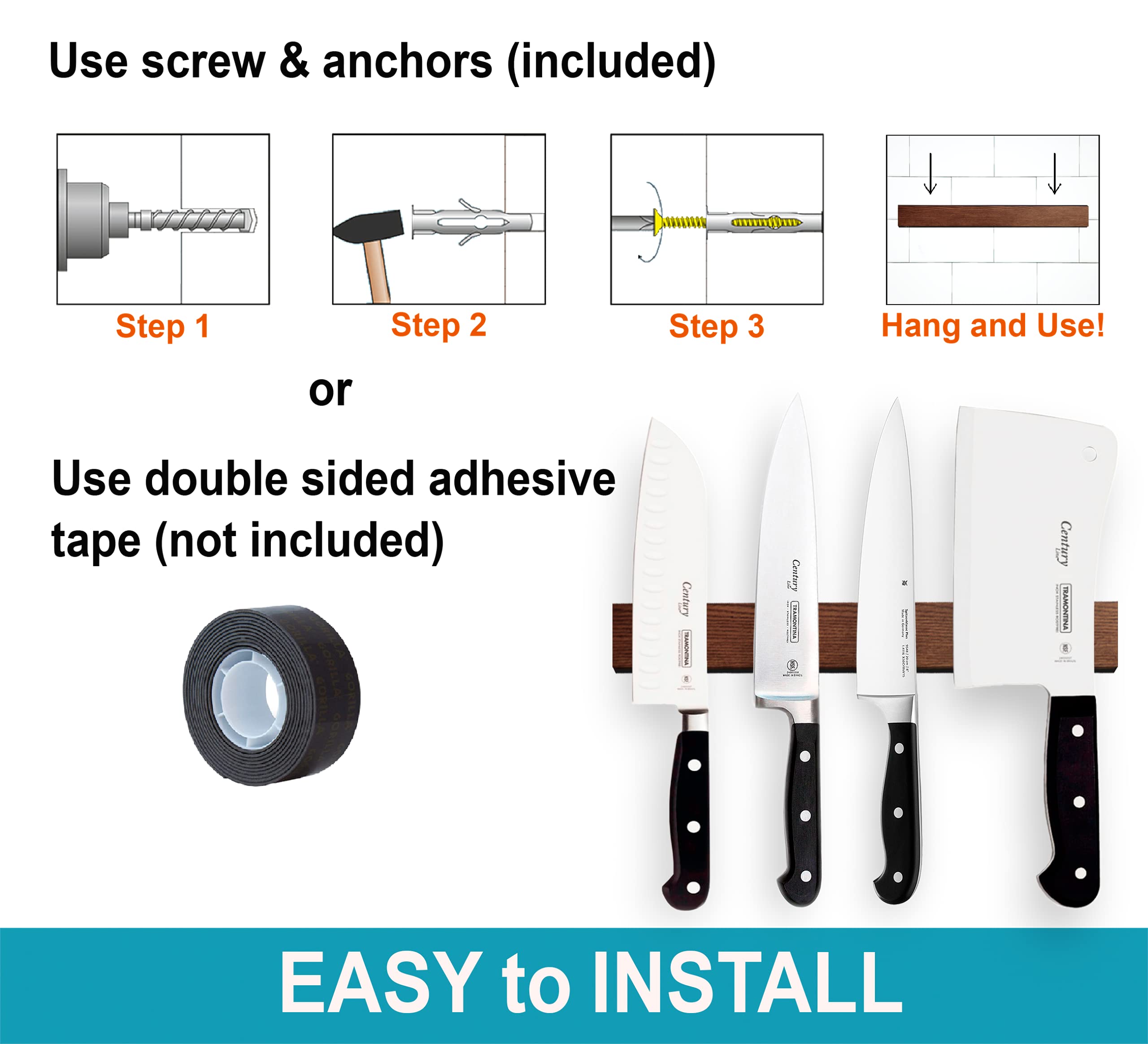 10 Inch Knife Strip Use as Knife Holder for Wall
