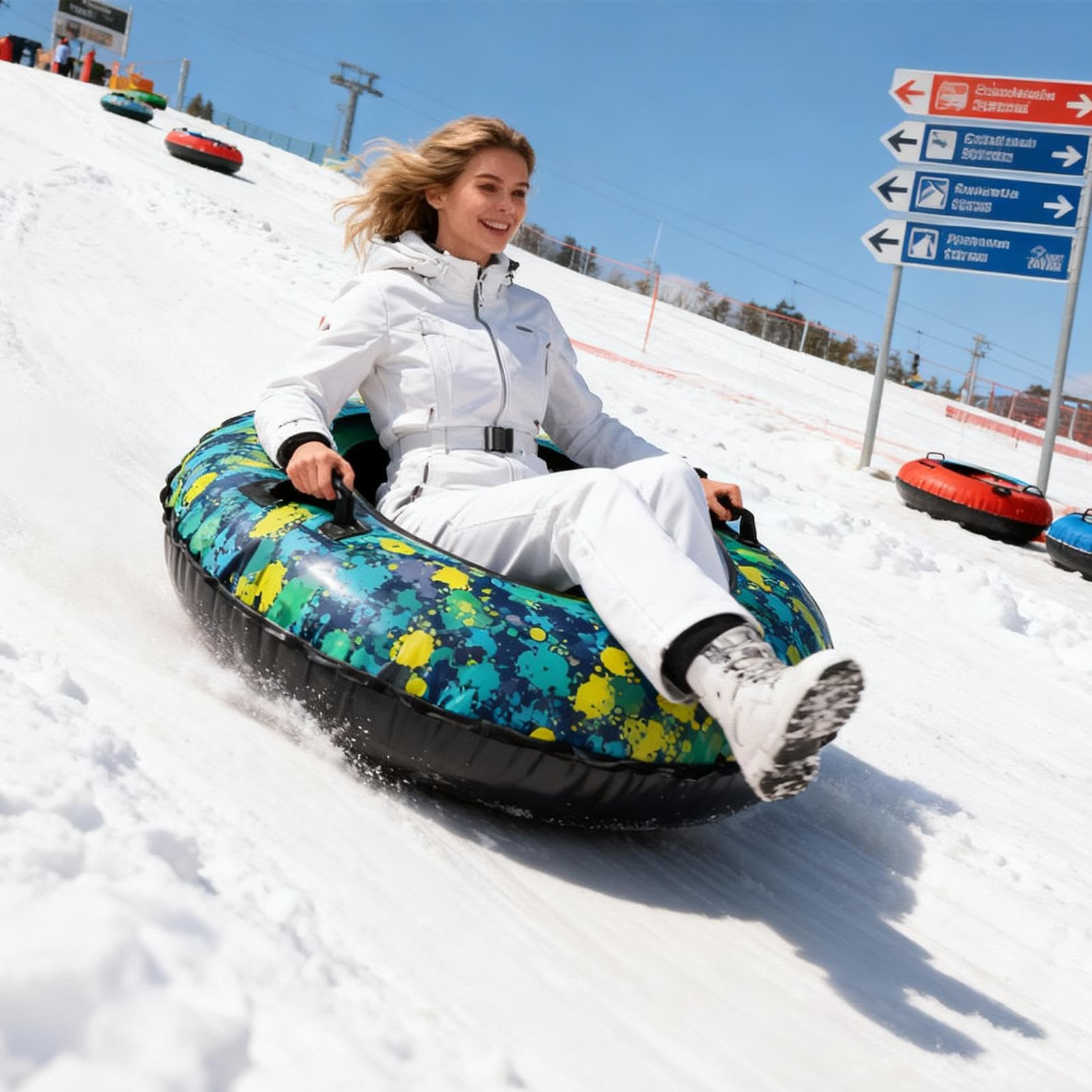 Śnieżne Rury Wytrzymałe 104 cm Napełniany Materac PVC z Uchwytami