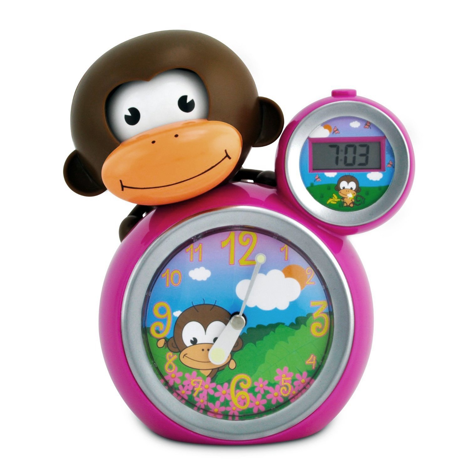 BabyZoo MoMo Monkey Sleep Trainer Clock - Pink