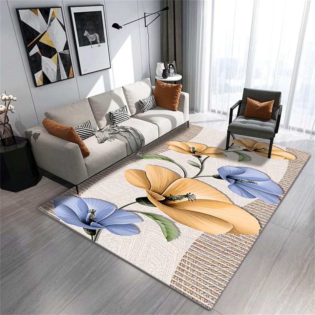 Descente de lit chambre adulte au design floral élégant 70X140CM